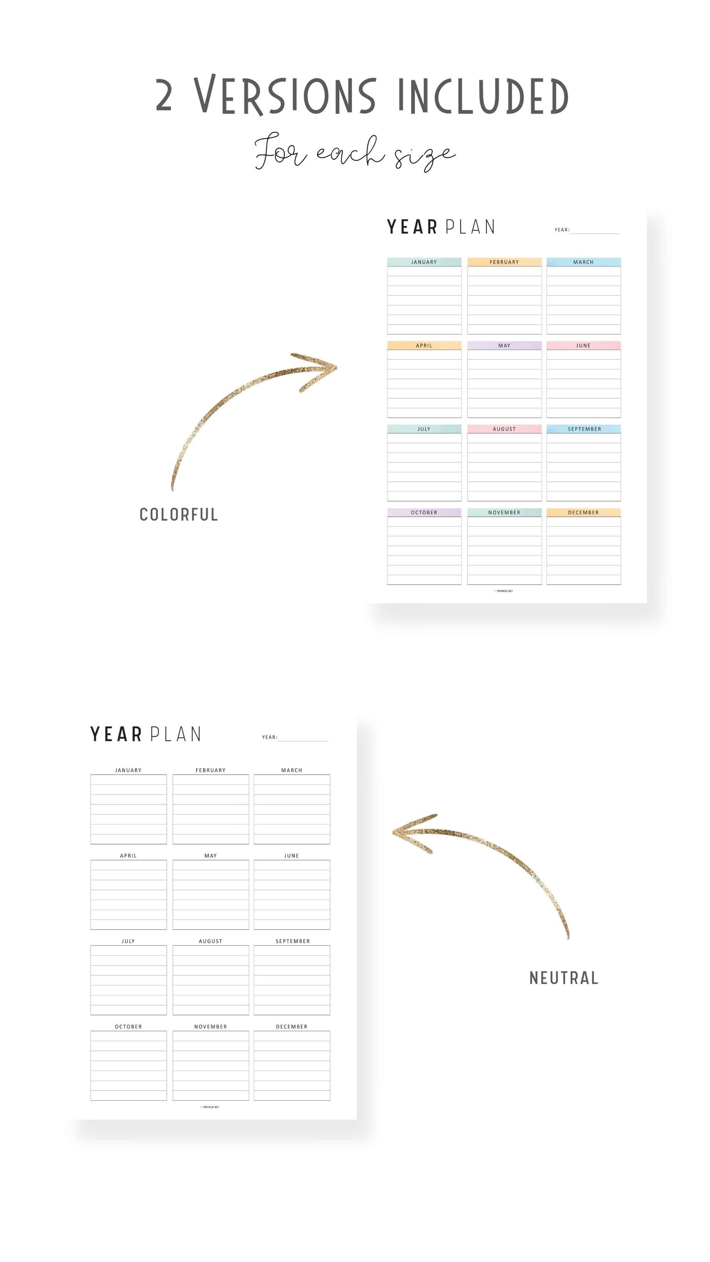 Printable Yearly Planner Template Mrsneat