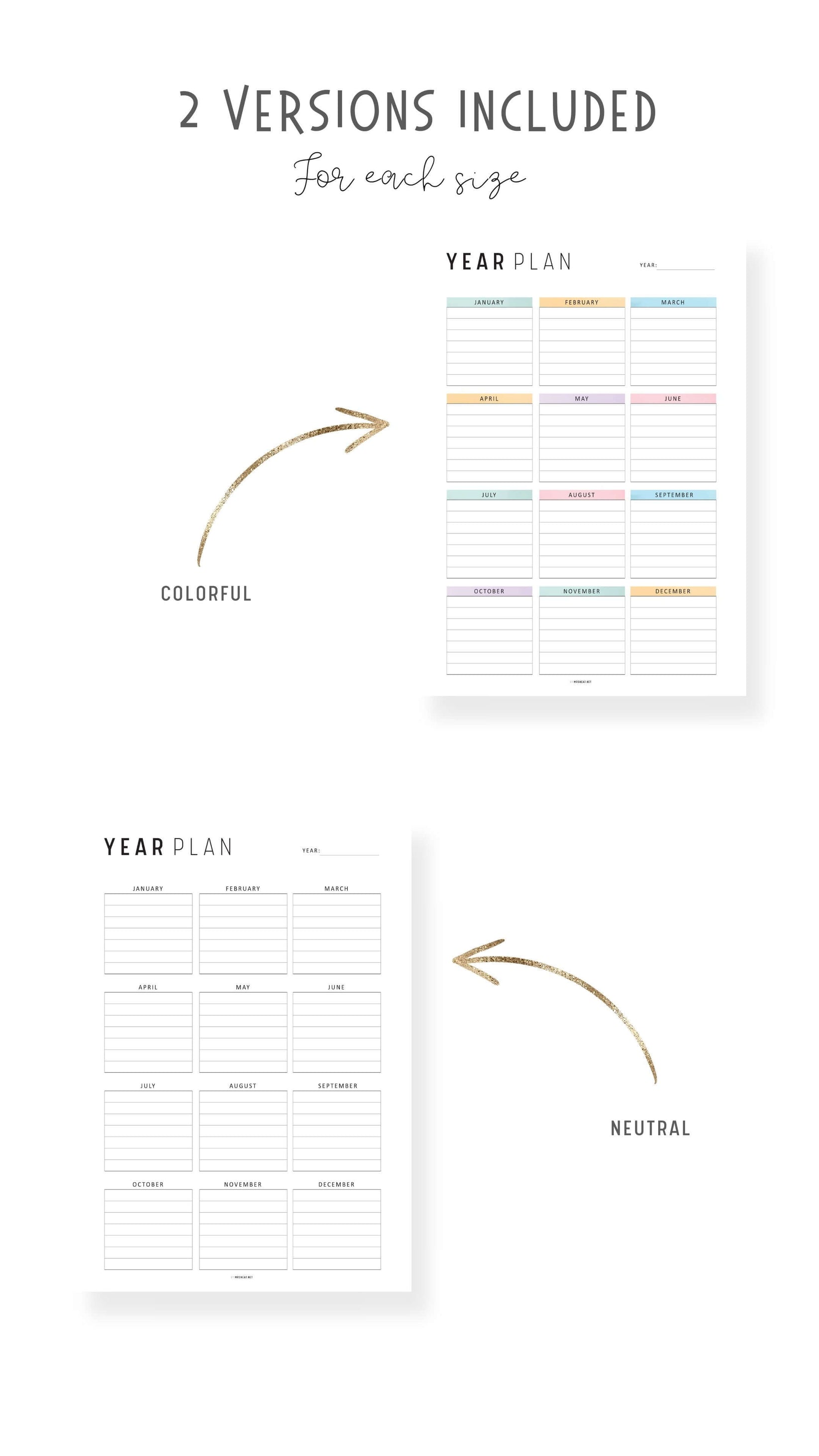 Printable Yearly Planner Template Mrsneat