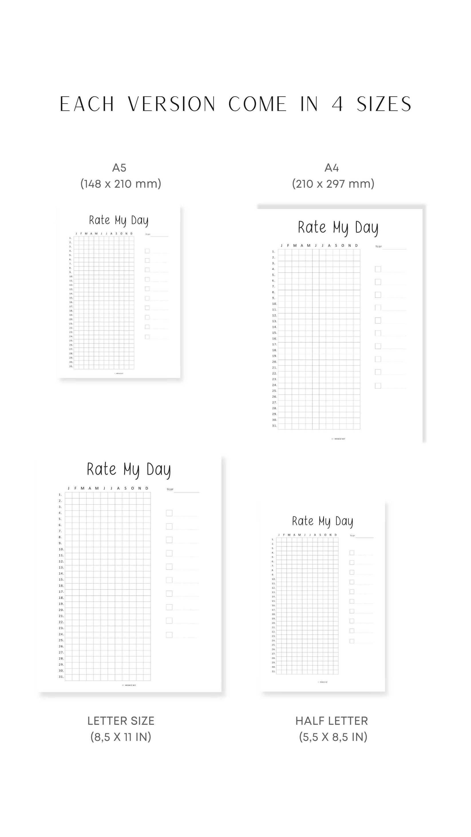 Rate My Day Tracker Printable - M346 – mrsneat