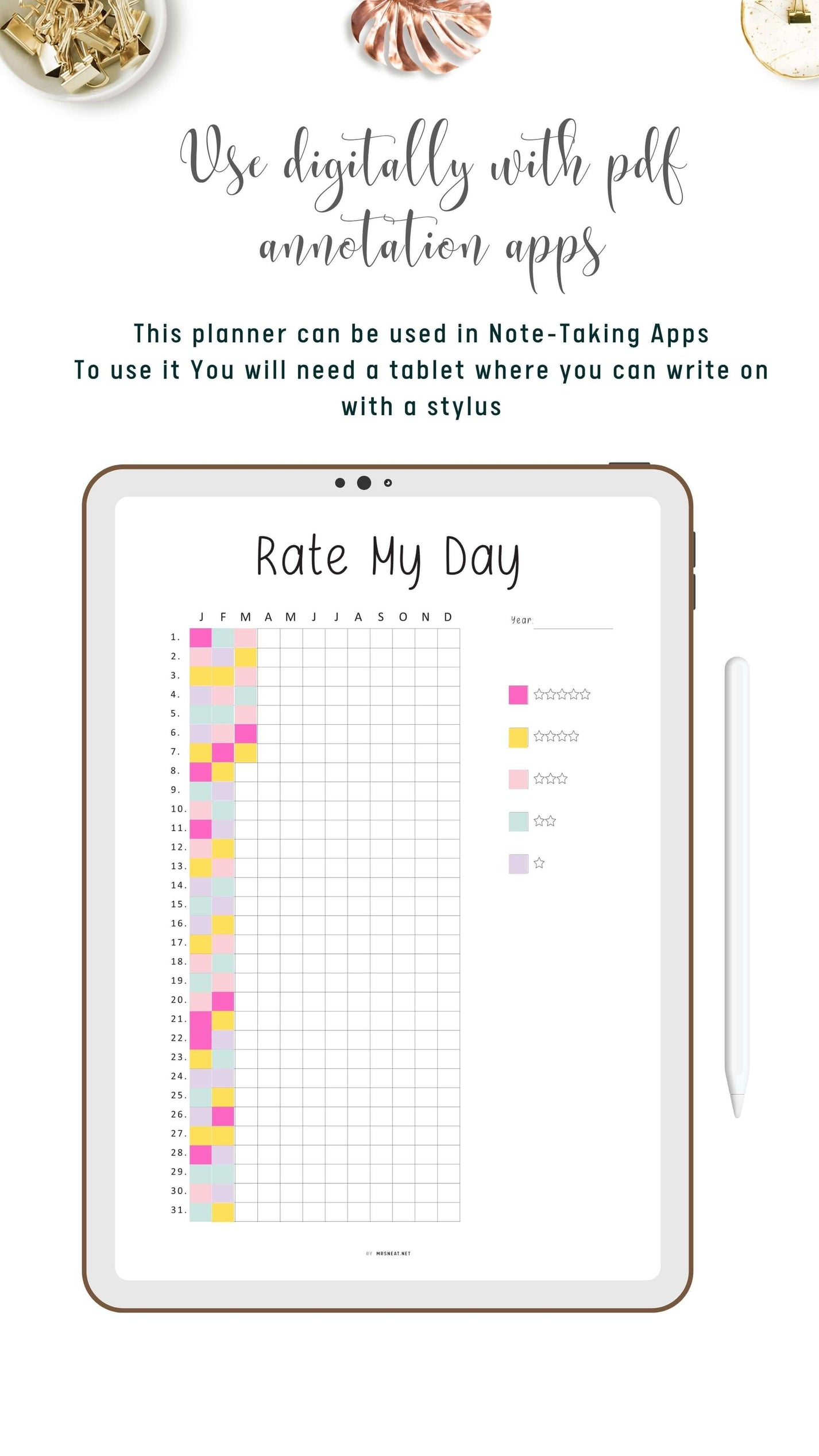 Rate My Day Tracker Printable - M346 – mrsneat