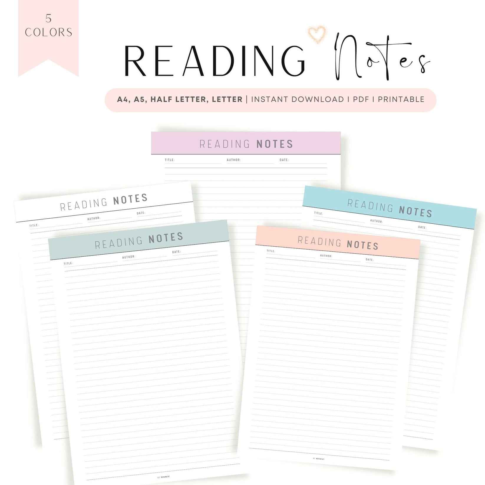 Reading Notes Template Printable – mrsneat