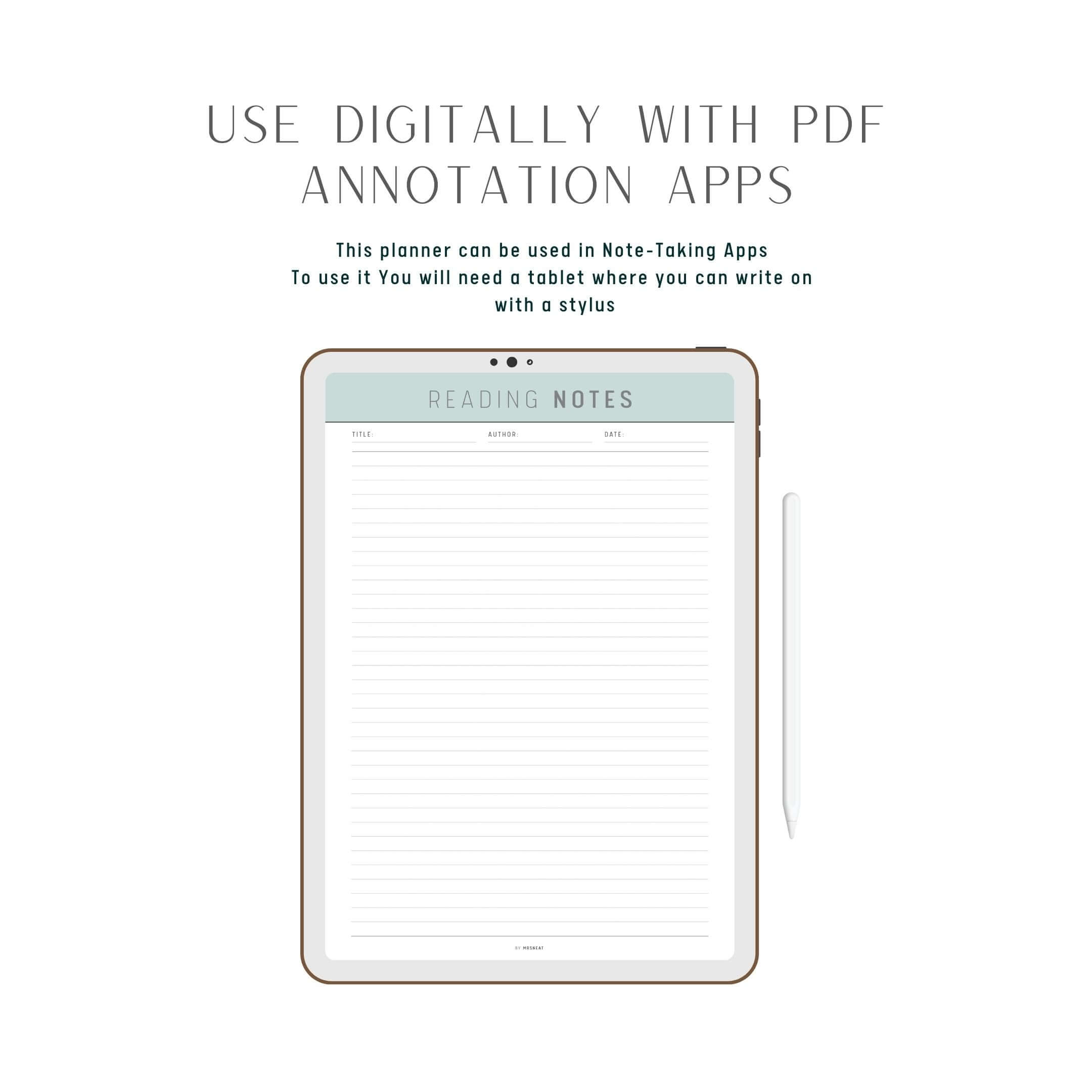 Reading Notes Template Printable Mrsneat