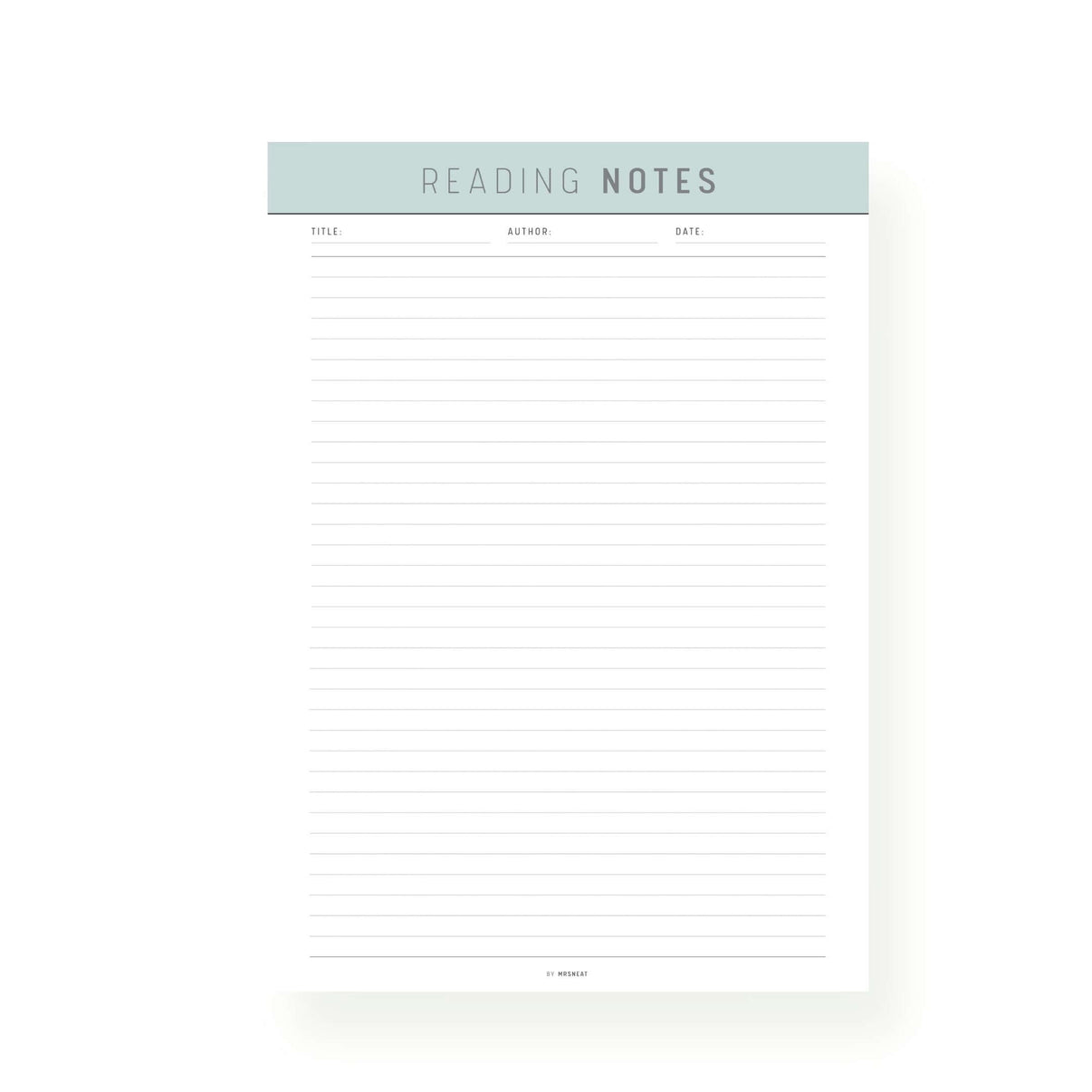 Reading Notes Template Printable – mrsneat