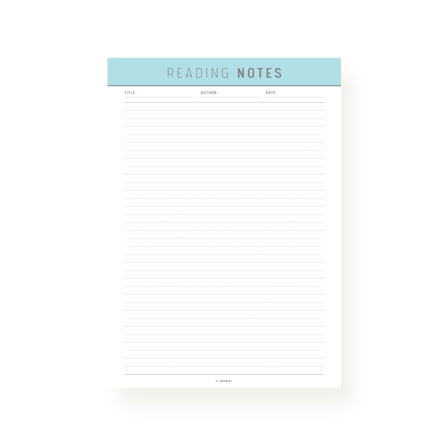 Blue Reading Notes Template Printable