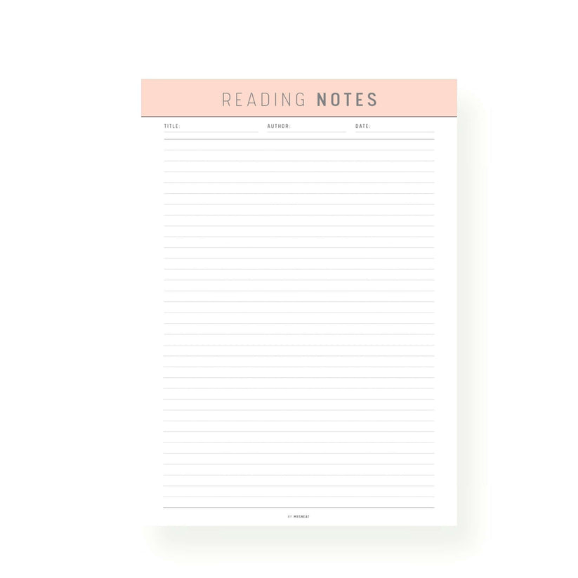 Reading Notes Template Printable – mrsneat