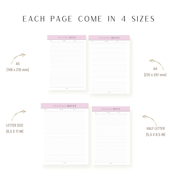 Reading Notes Template Printable – mrsneat