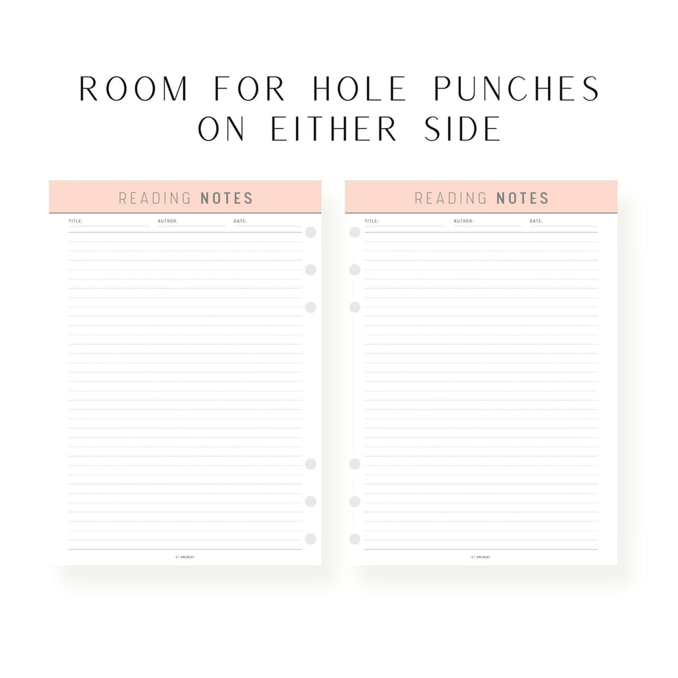 Reading Notes Paper Reading Notes Template Printable - M231 – mrsneat