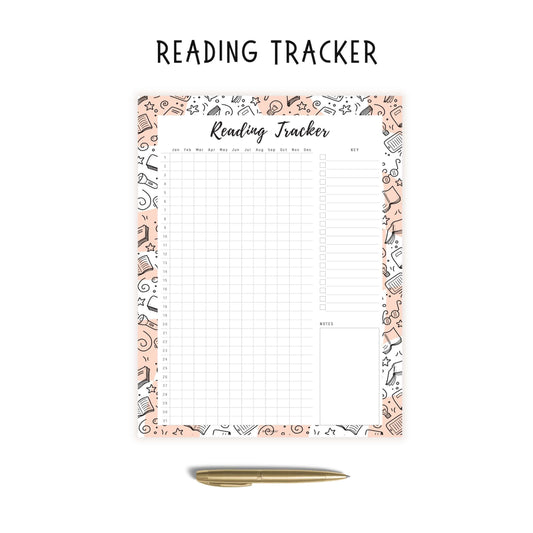 Reading Tracker Template Printable, 5 Colors, A4, A5, Letter, Half Letter, Digital Planner