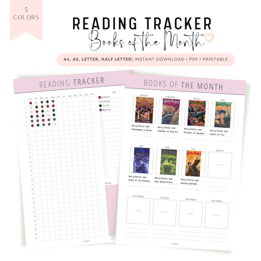 Book of the month Template and Reading Tracker Template Printable