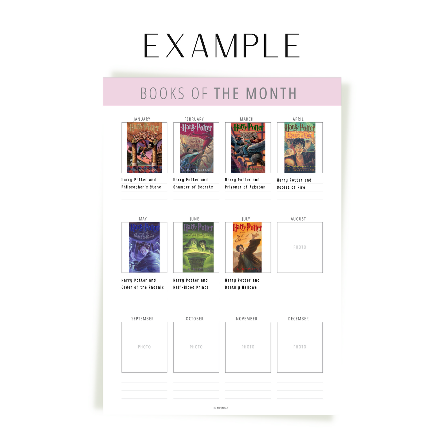 Book of the month Template Printable