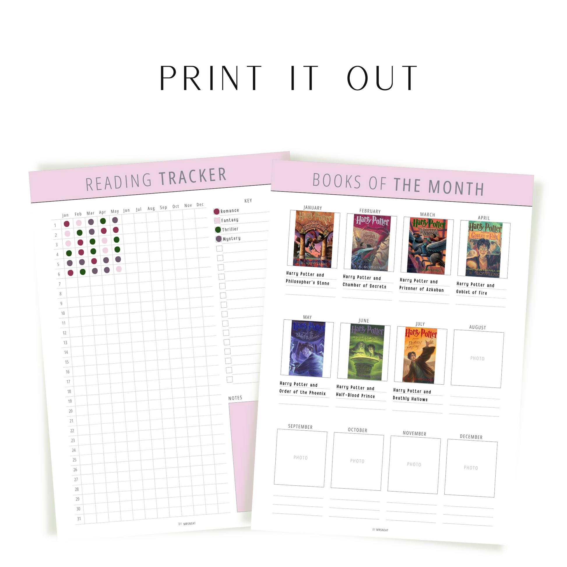 Book of the month Template and Reading Tracker Template Printable