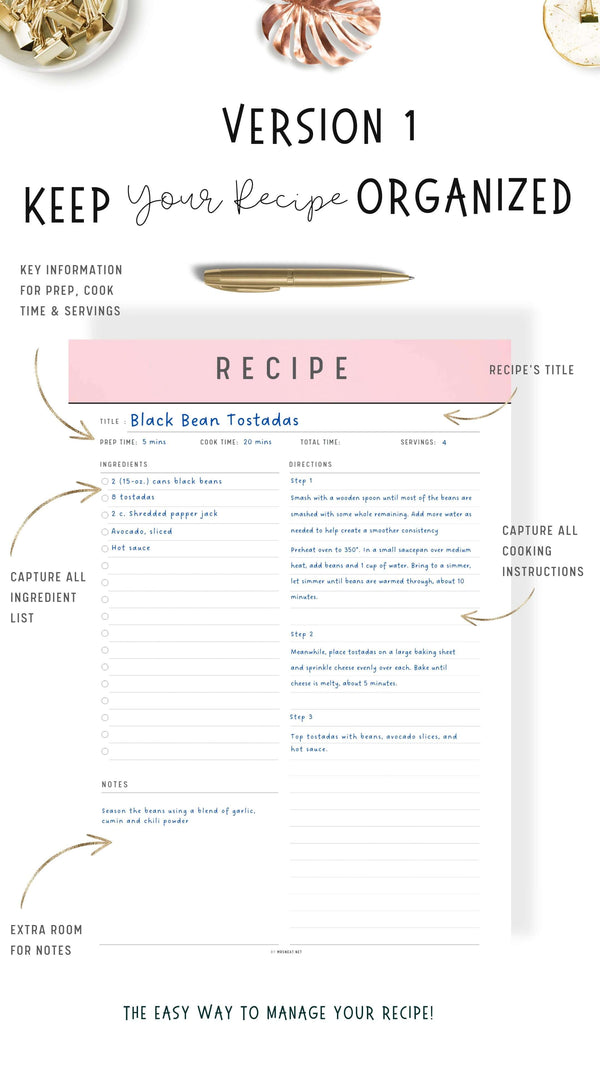 Recipe Page Printable