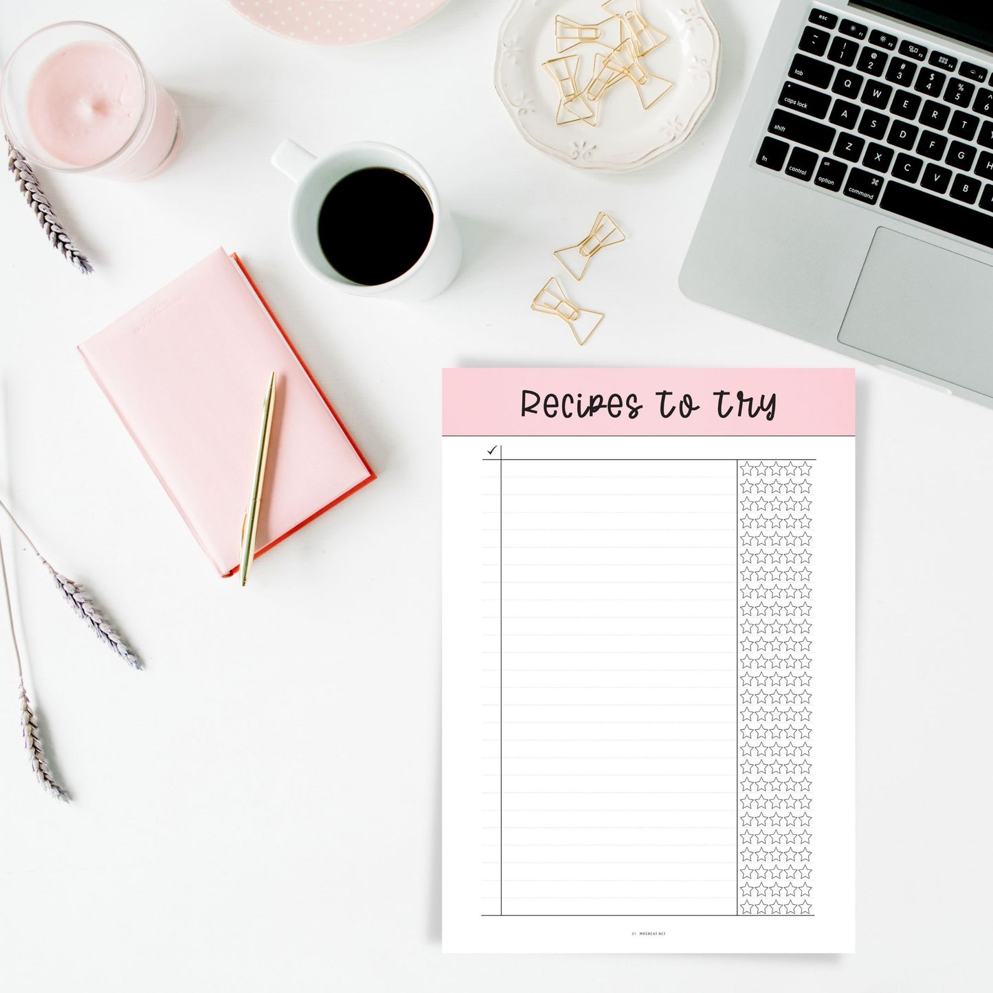 Aesthetic Pink Printable Recipes To Try Template