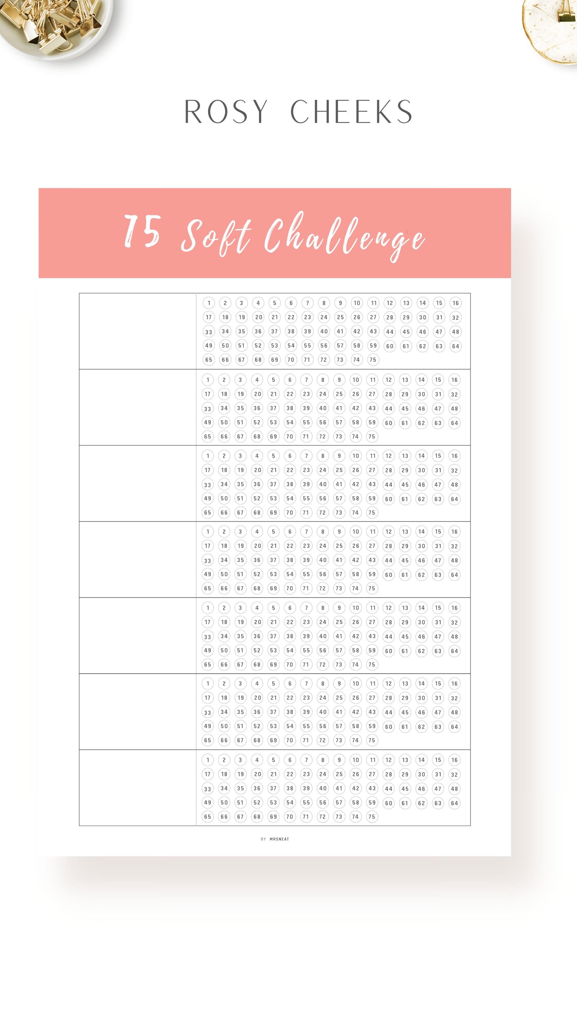 Rosy Cheeks Printable 75 Soft Challenge Template