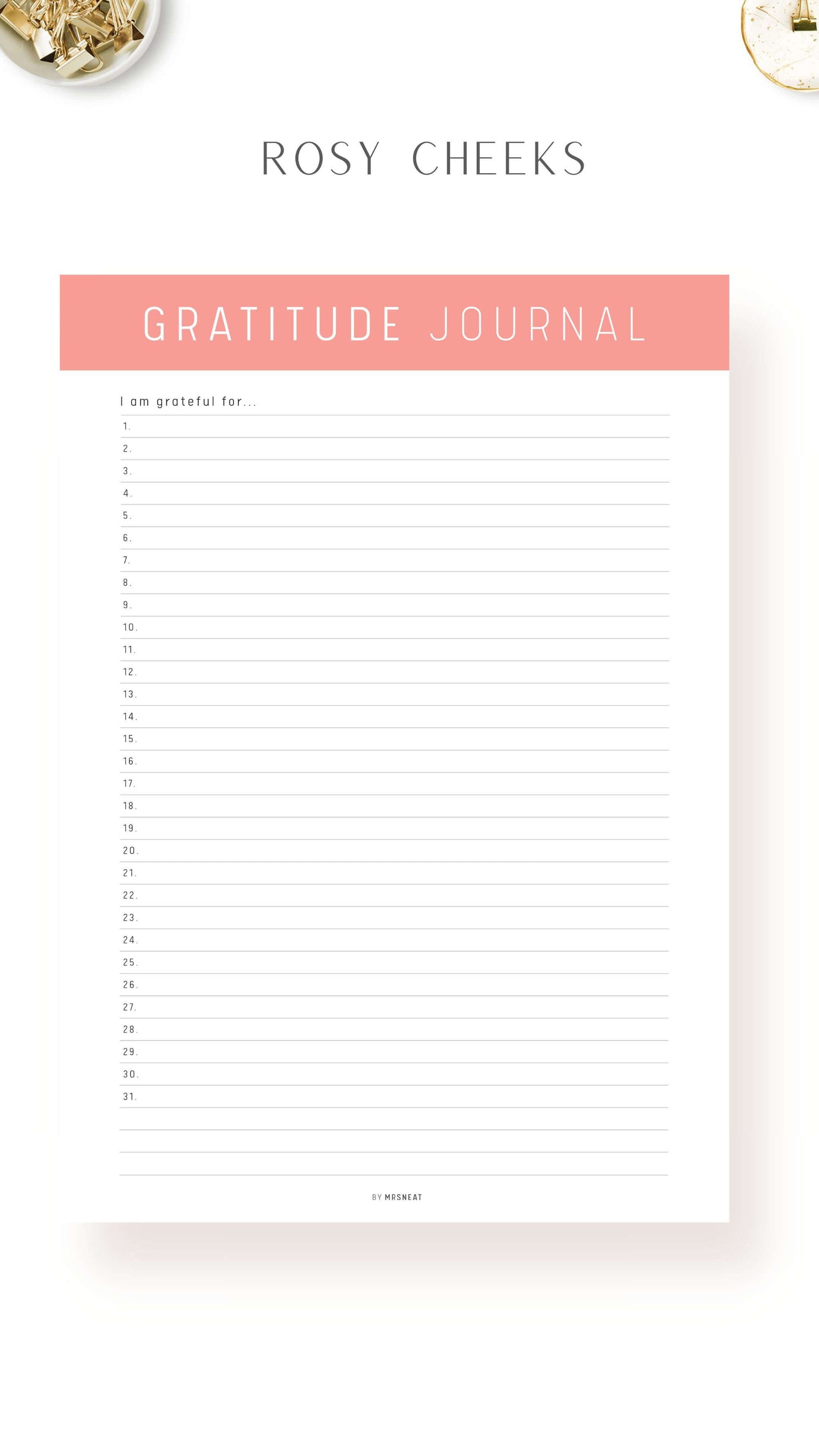 Printable Gratitude Journal Template – mrsneat