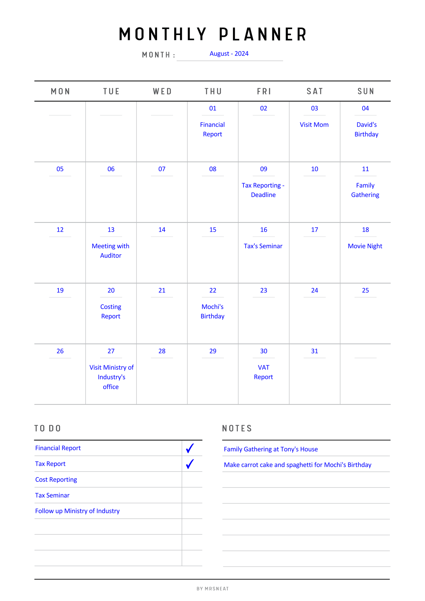 Minimalist Daily, Weekly & Monthly Planner, Sunday and Monday start, A4, A5, Letter, Half Letter, PDF, PDF Fillable, Printable Planner, Printable inserts