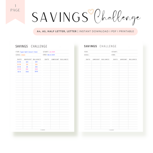 Saving Challenge Printable