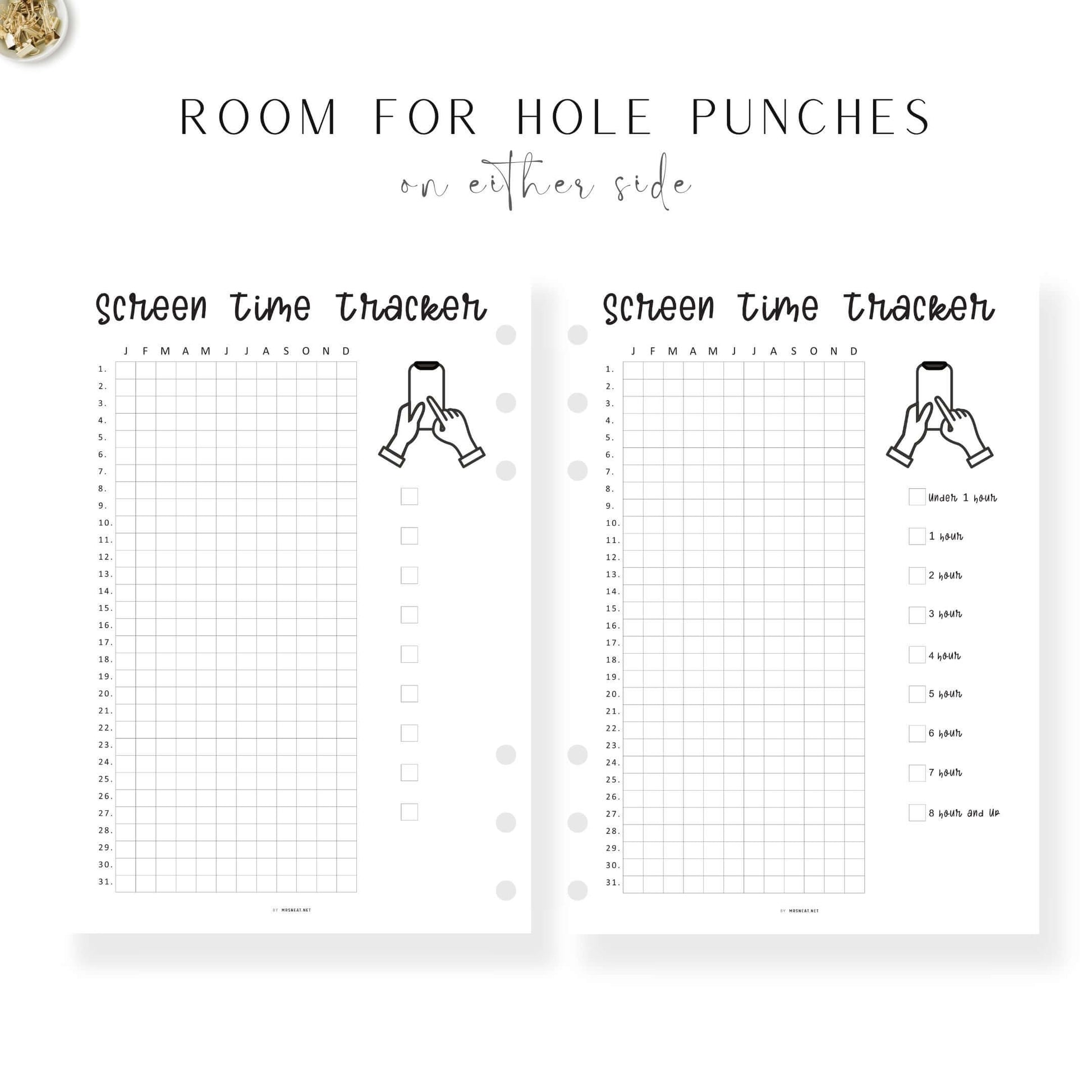 Yearly Screen Time Tracker Template PDF, Yearly Tracker, Habit Tracker, Phone Tracker, Screen Time Log, A4, A5, Letter, Half Letter, PDF, 2 Versions 