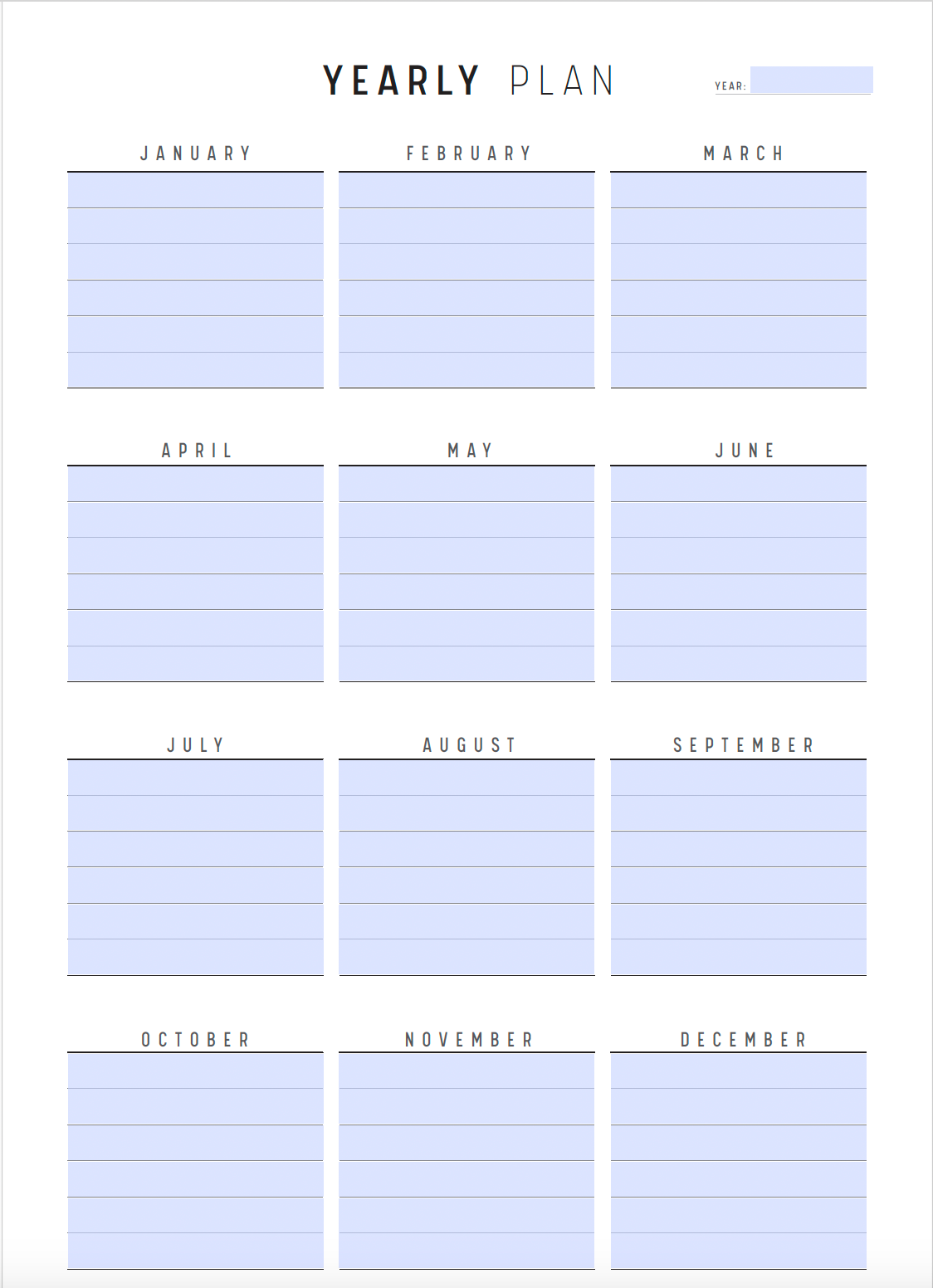 Minimalist Yearly Planner Printable, Digital Yearly Planner, Editable PDF Yearly Planner, 5 versions Yearly Goal Planner, Simple Yearly Planner