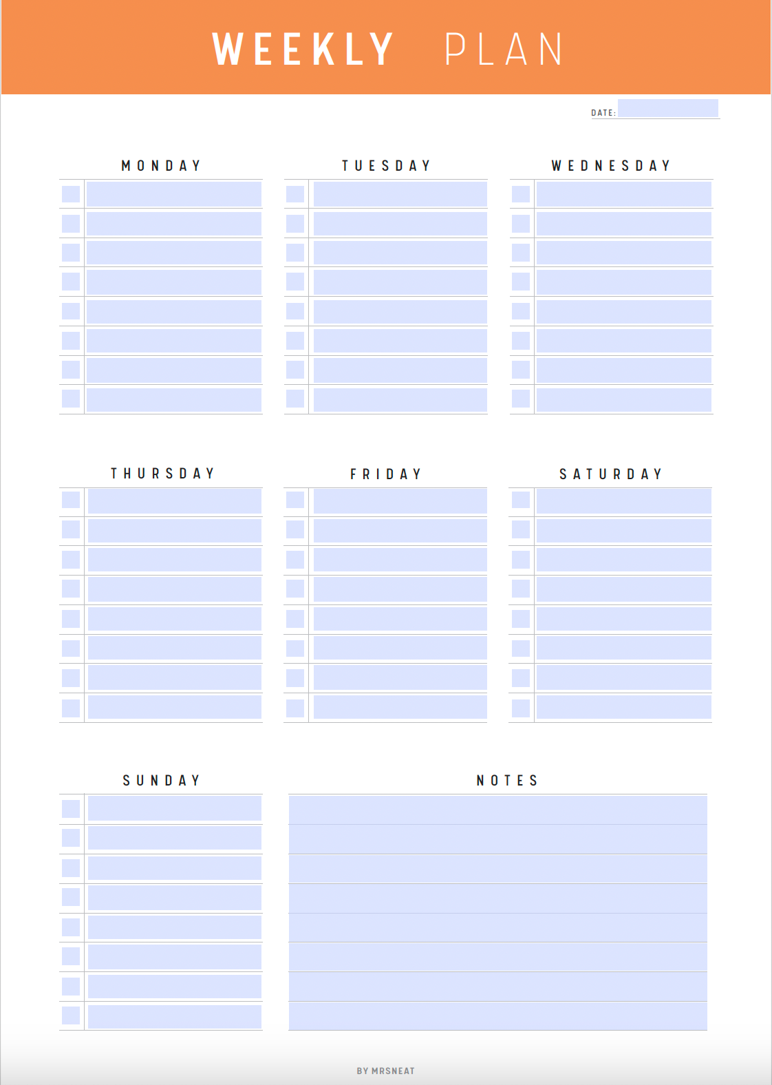 Printable Weekly Planner Template, A4, Letter, PDF Fillable, Digital Planner, Printable Planner, 10 colors