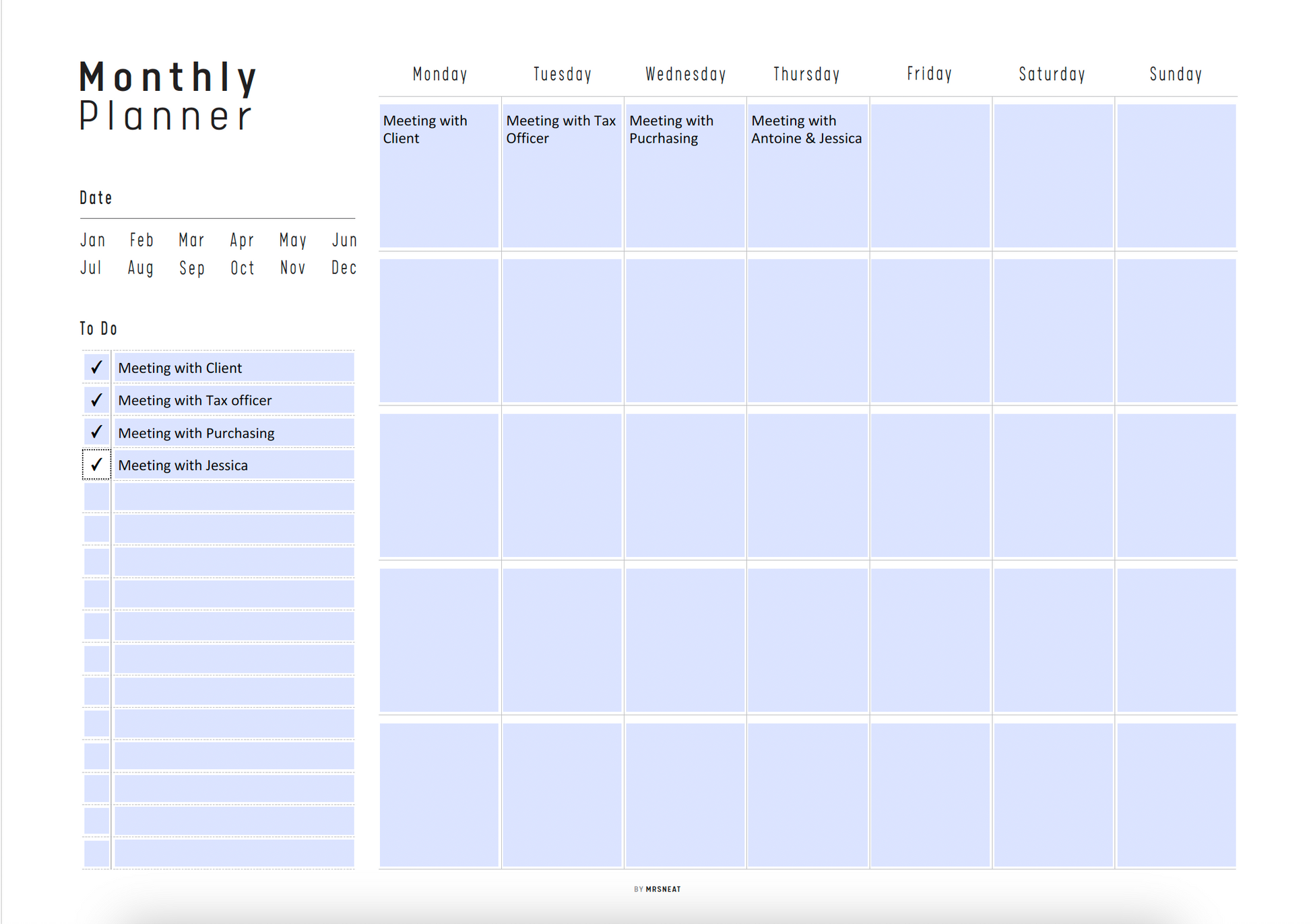 Monthly Planner Printable, Monthly To Do, Monthly Schedule, PDF Fillable, Digital Planner, Printable Planner, A4, Letter