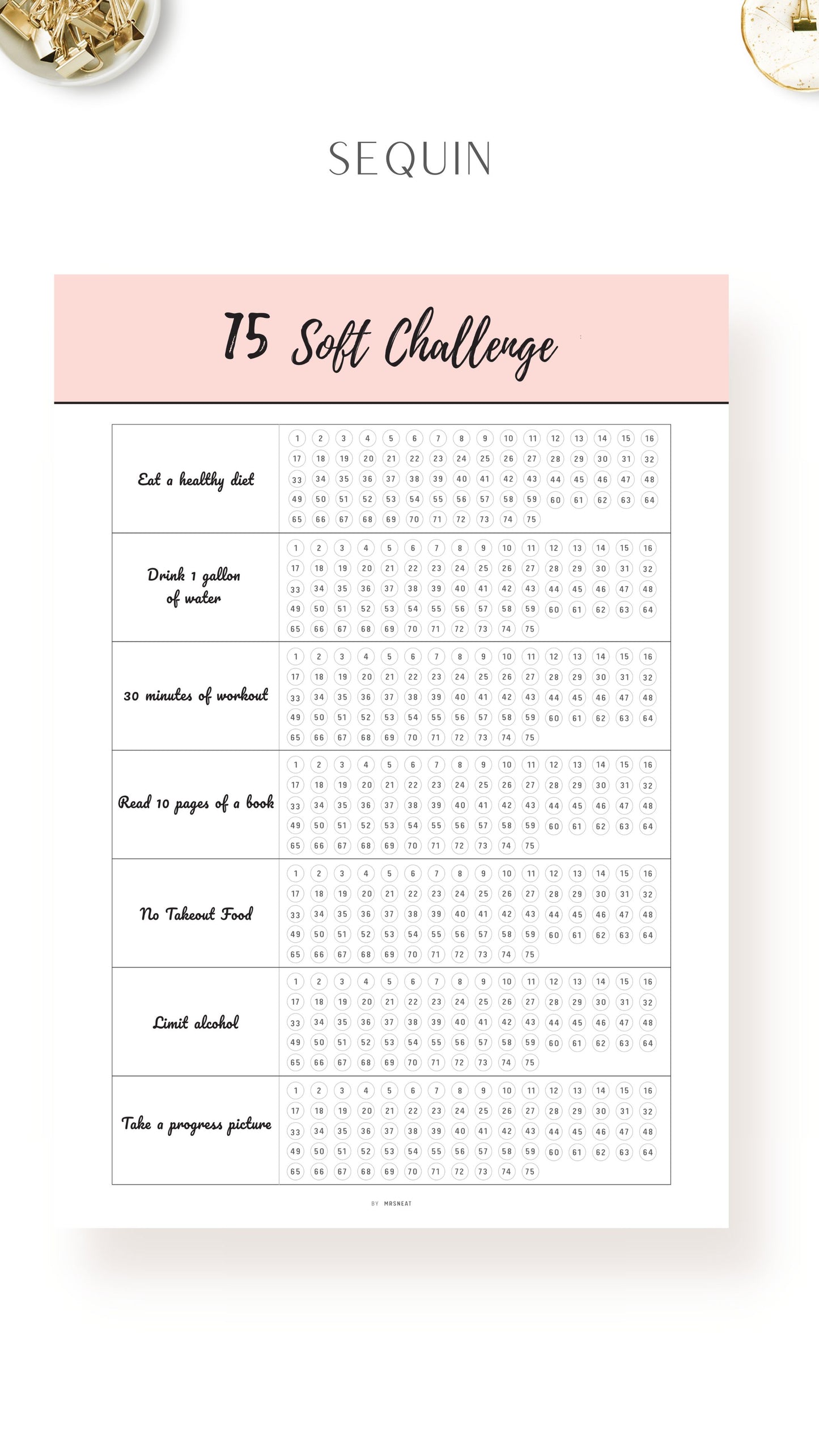 Sequin Printable 75 Soft Challenge Template