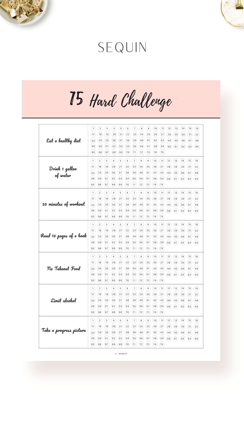 Printable 75 Hard Challenge Template Mrsneat