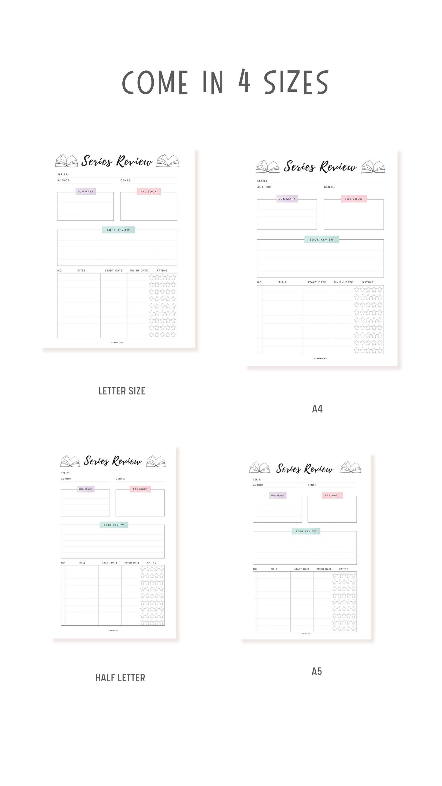 Series Review Tracker Template Printable, A4, A5, Letter, Half Letter, Colorful Page, Digital Planner, Fillable version PDF