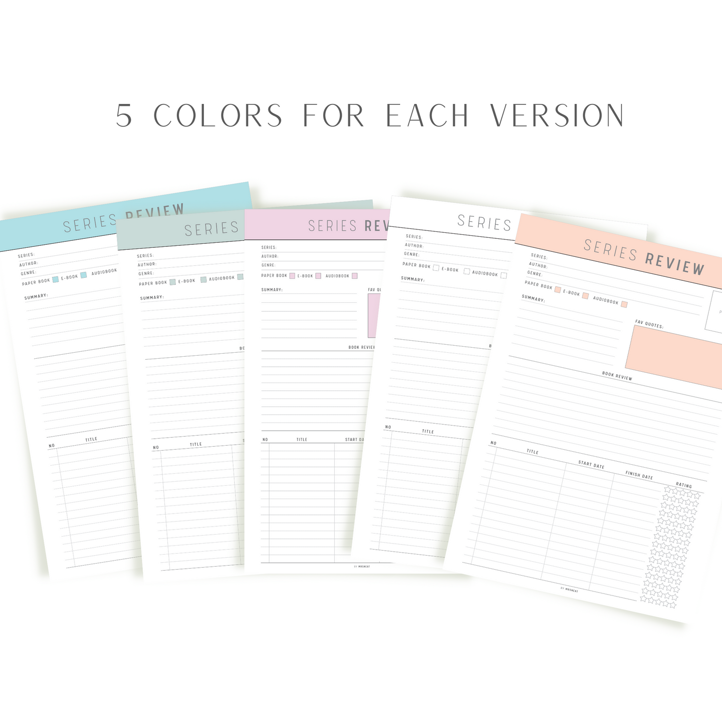 colorful Book Series Review Template PDF