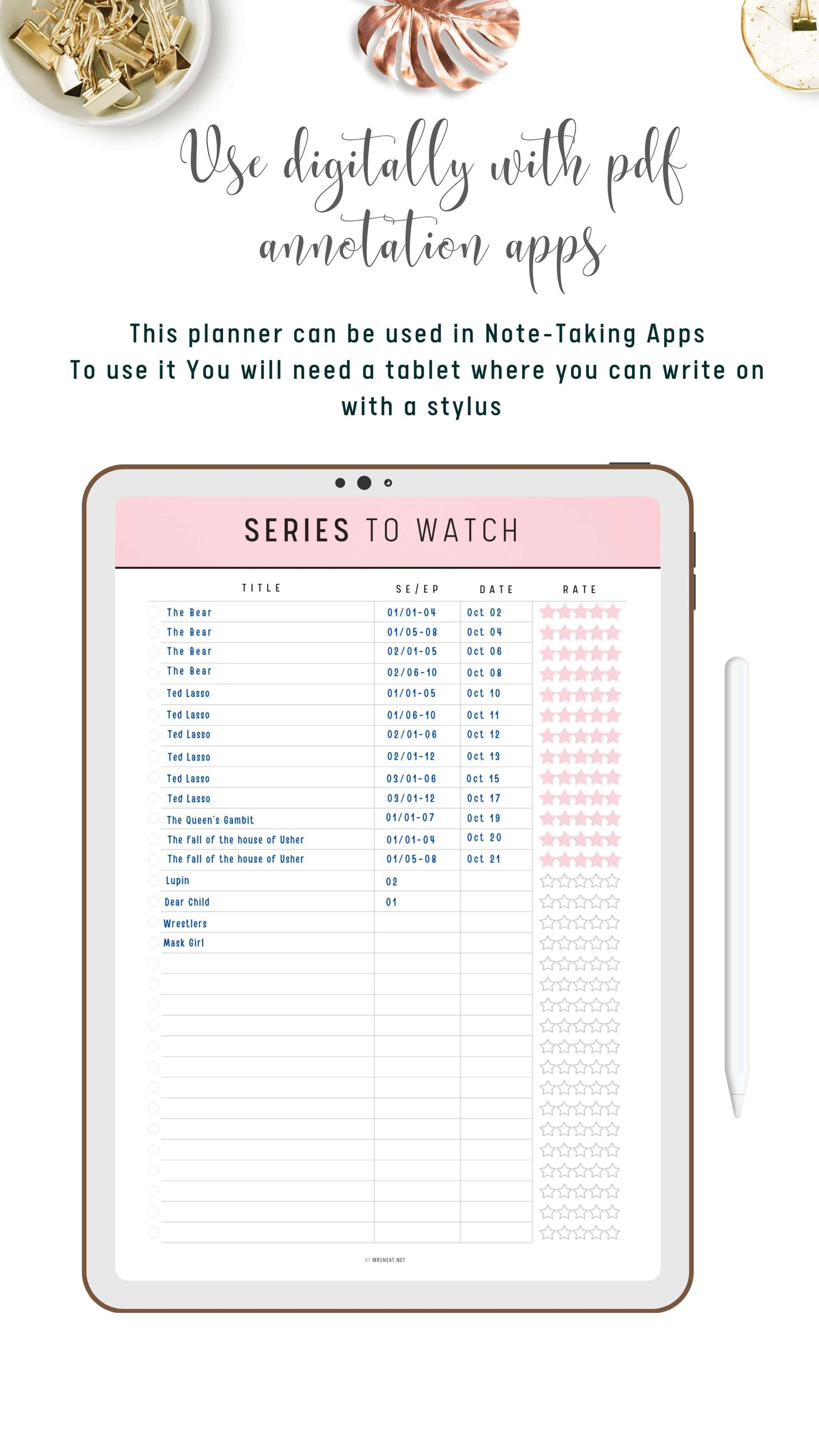 Series To Watch template Printable