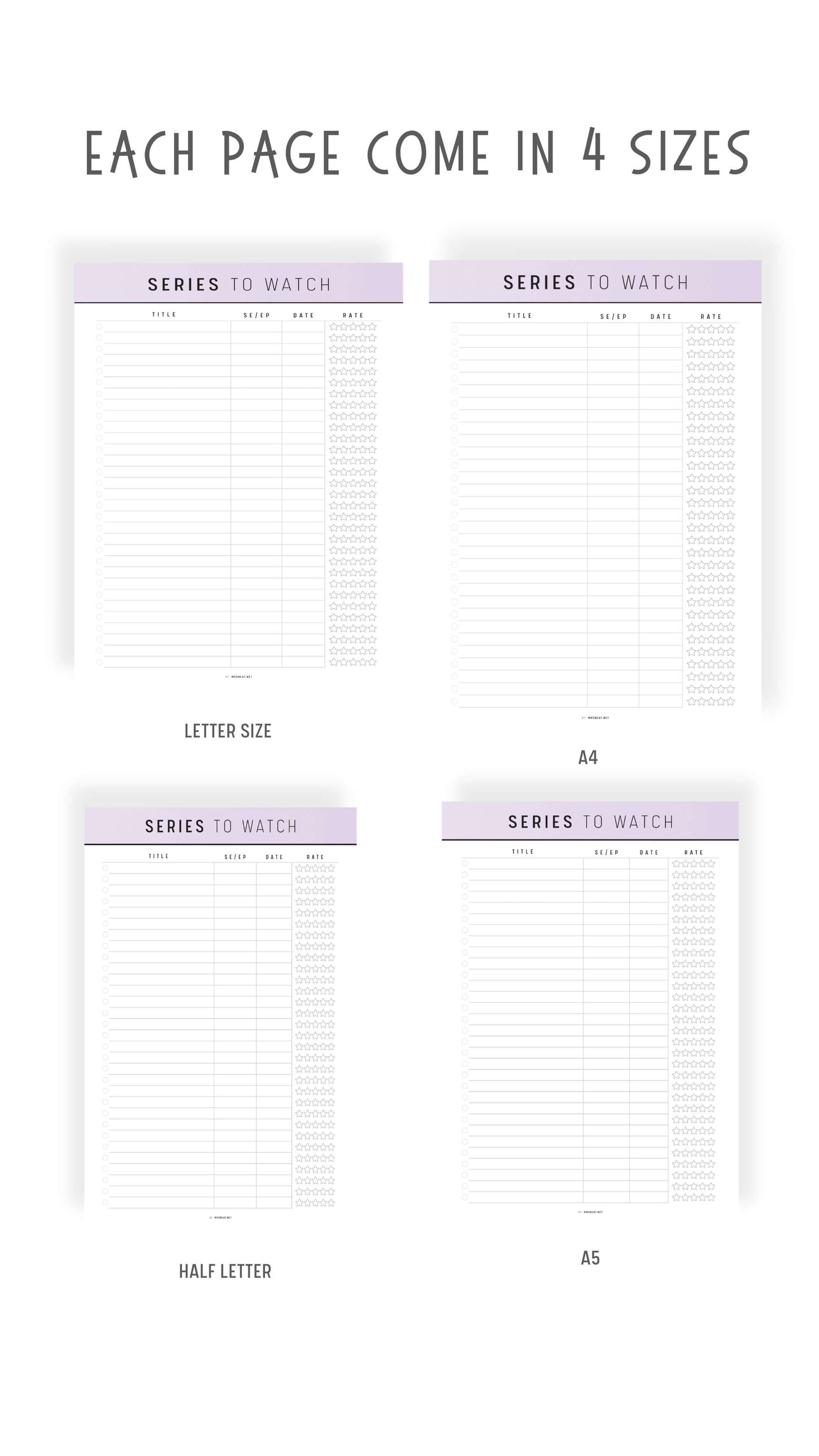 Series To Watch template Printable