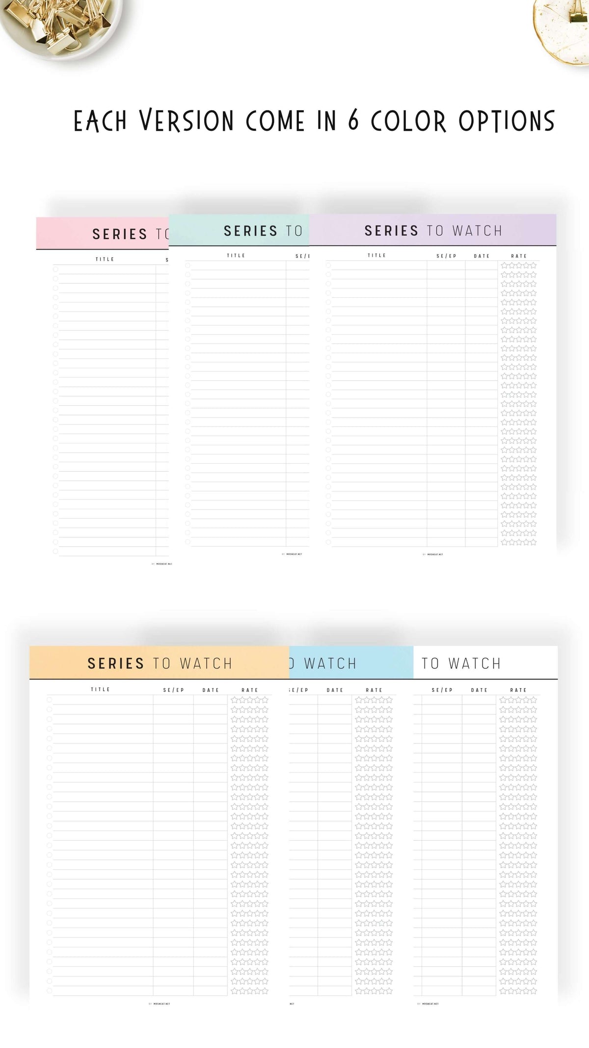 Series To Watch Template Printable - M285 – mrsneat