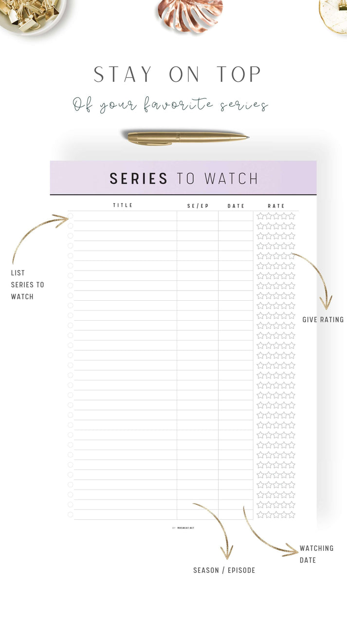 Series To Watch Template Printable – mrsneat