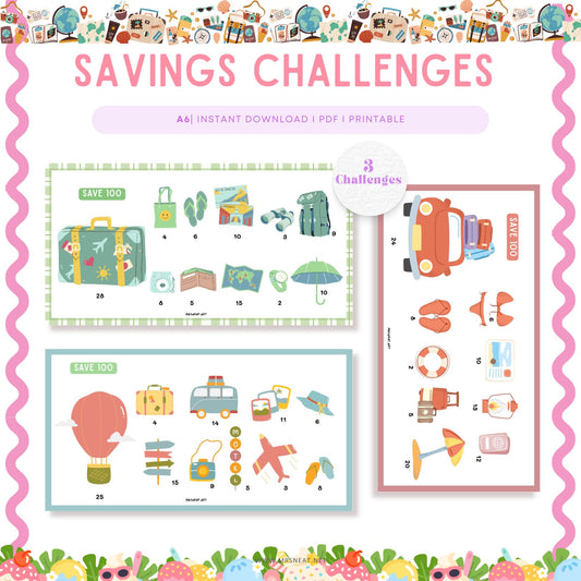 Set of Three Summer Holiday Savings Challenge A6 PRINTABLE (PDF) for  Low Income Budget