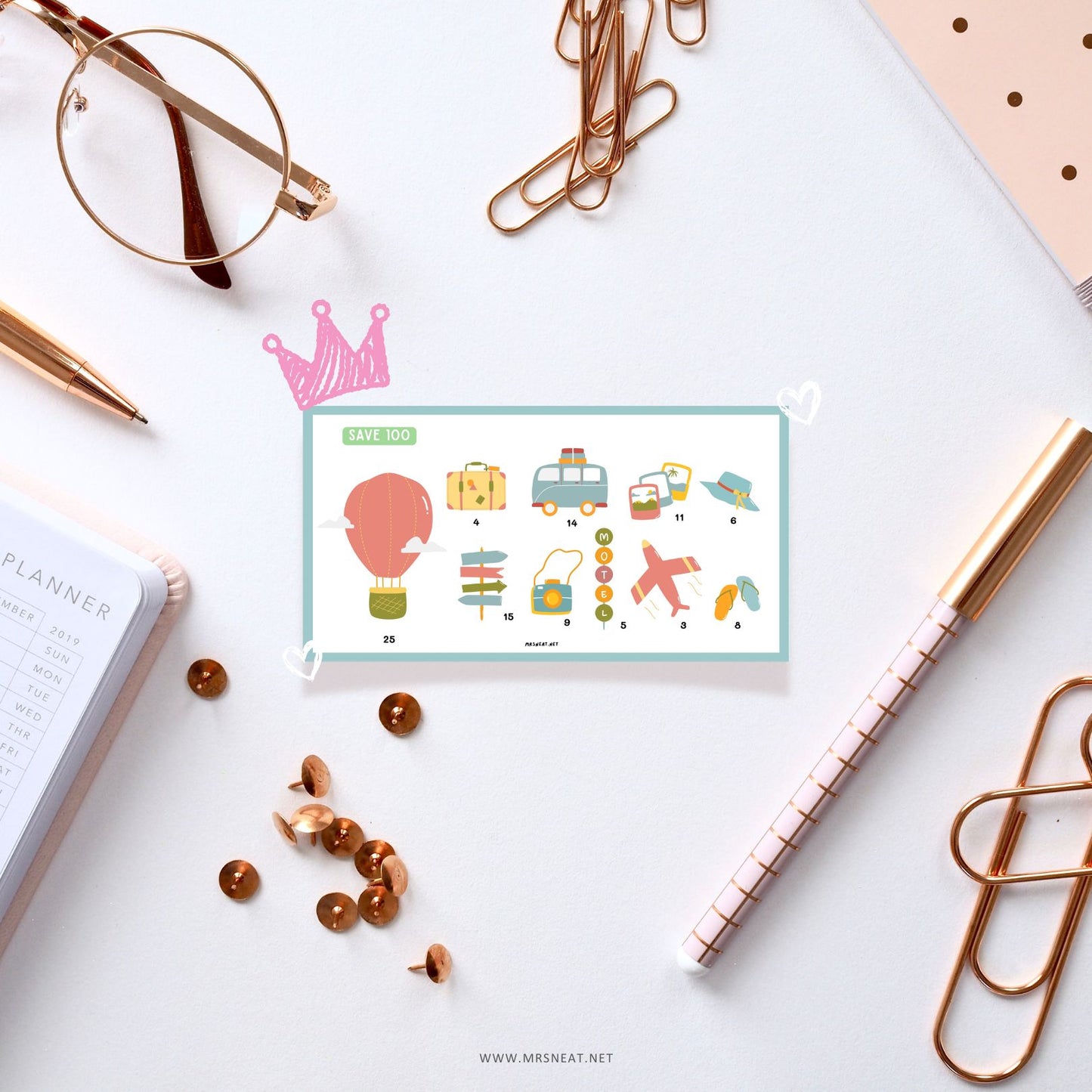 Adorable cororful Summer Holiday Mini Savings Challenge to save 100 for Low Income Savings