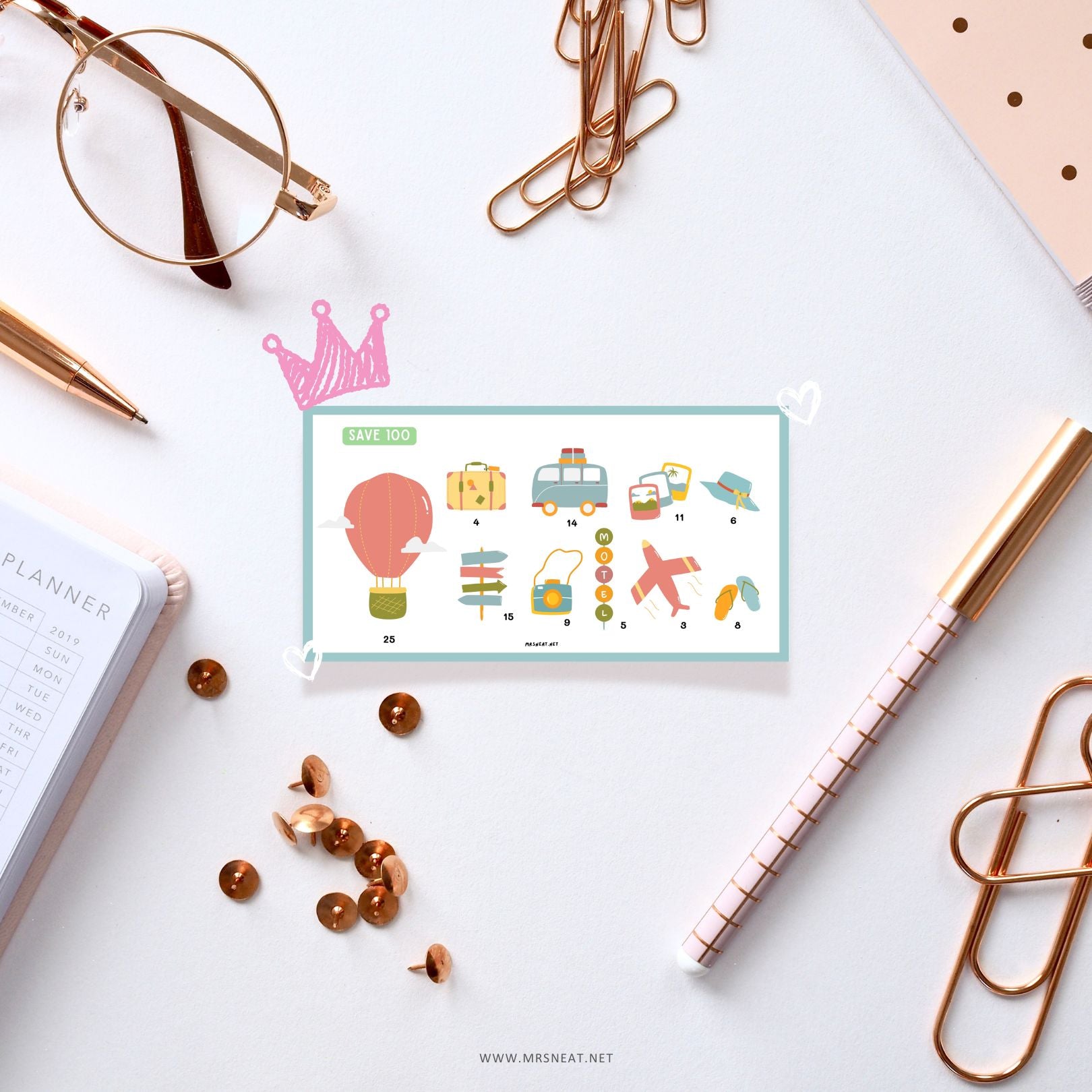 Adorable cororful Summer Holiday Mini Savings Challenge to save 100 for Low Income Savings