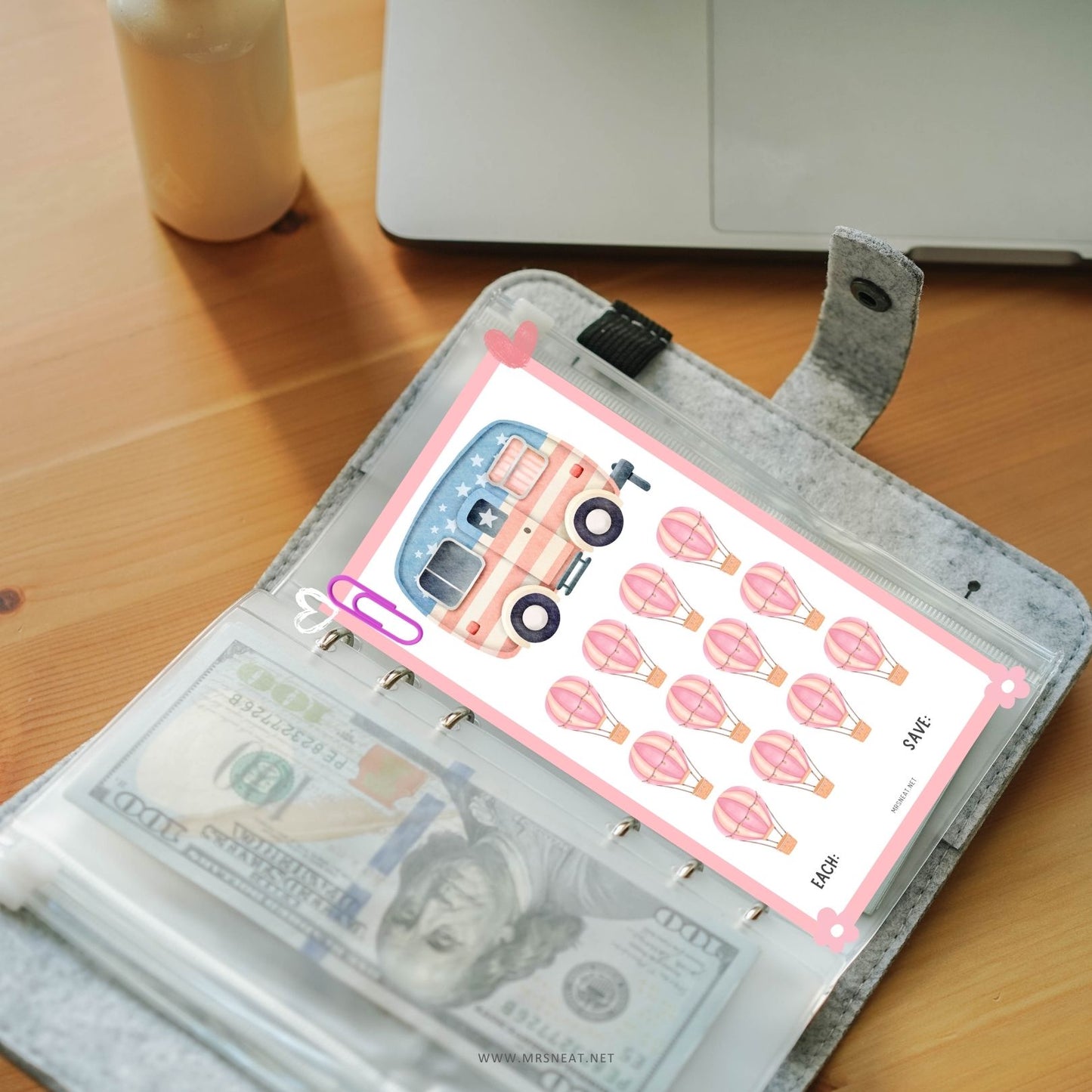 Super Cute Pink Pastel Summer Holiday Tiny Mini Savings Challenge A6 PRINTABLE (PDF)