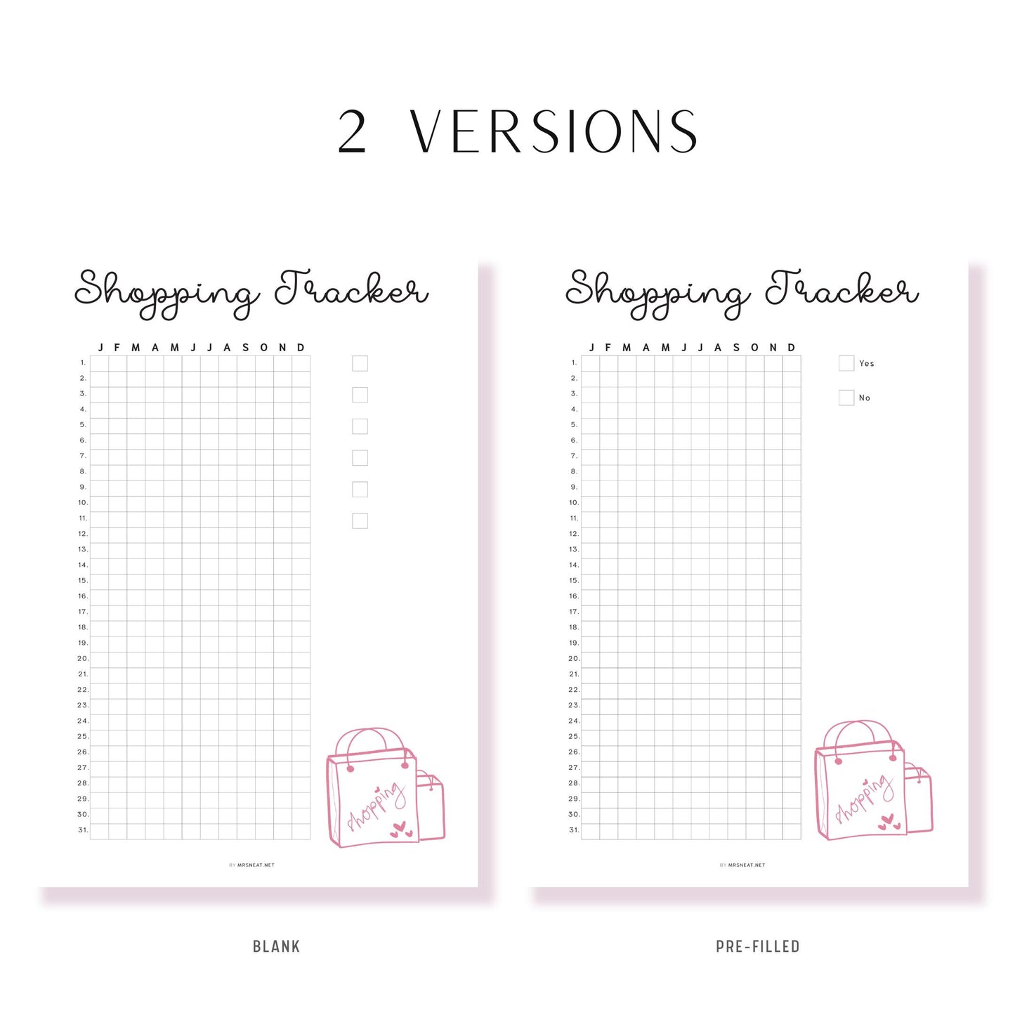 Shopping Tracker Printable PDF, A4, A5, Letter, Half Letter, Pre-filled, Blank Planner, Minimalist Shopping Tracker, Digital Shopping Tracker