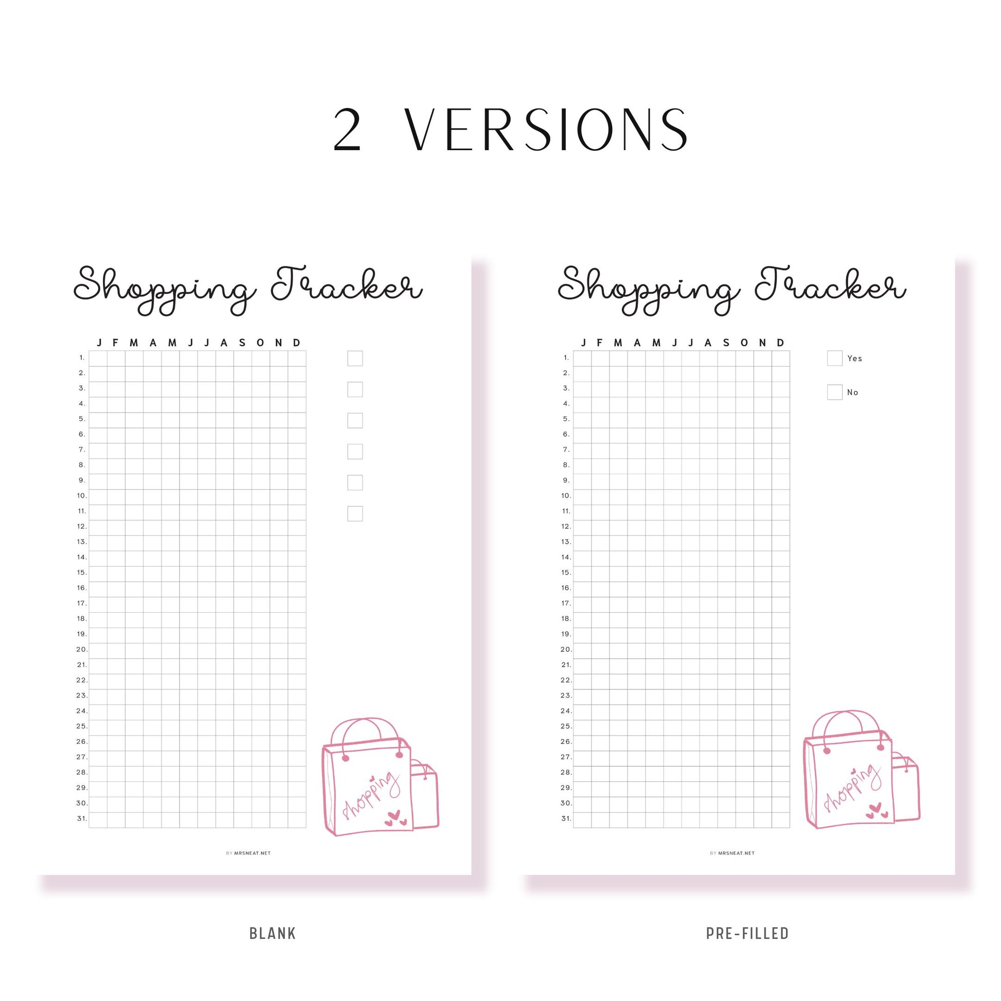 Shopping Tracker Printable PDF, A4, A5, Letter, Half Letter, Pre-filled, Blank Planner, Minimalist Shopping Tracker, Digital Shopping Tracker