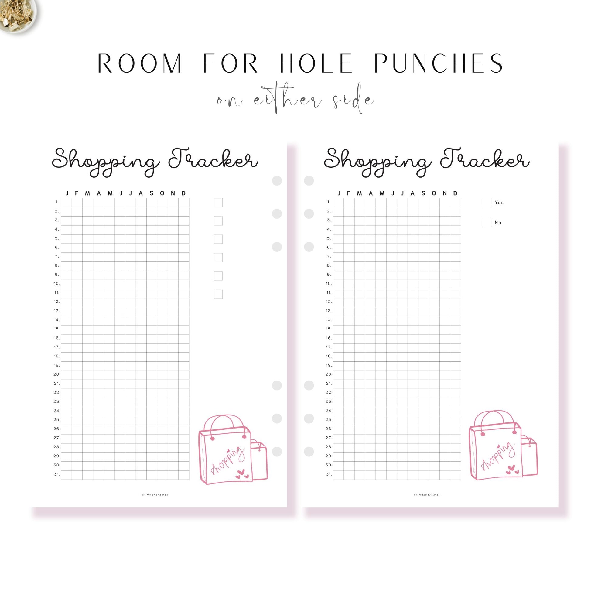 Shopping Tracker Printable PDF, A4, A5, Letter, Half Letter, Pre-filled, Blank Planner, Minimalist Shopping Tracker, Digital Shopping Tracker