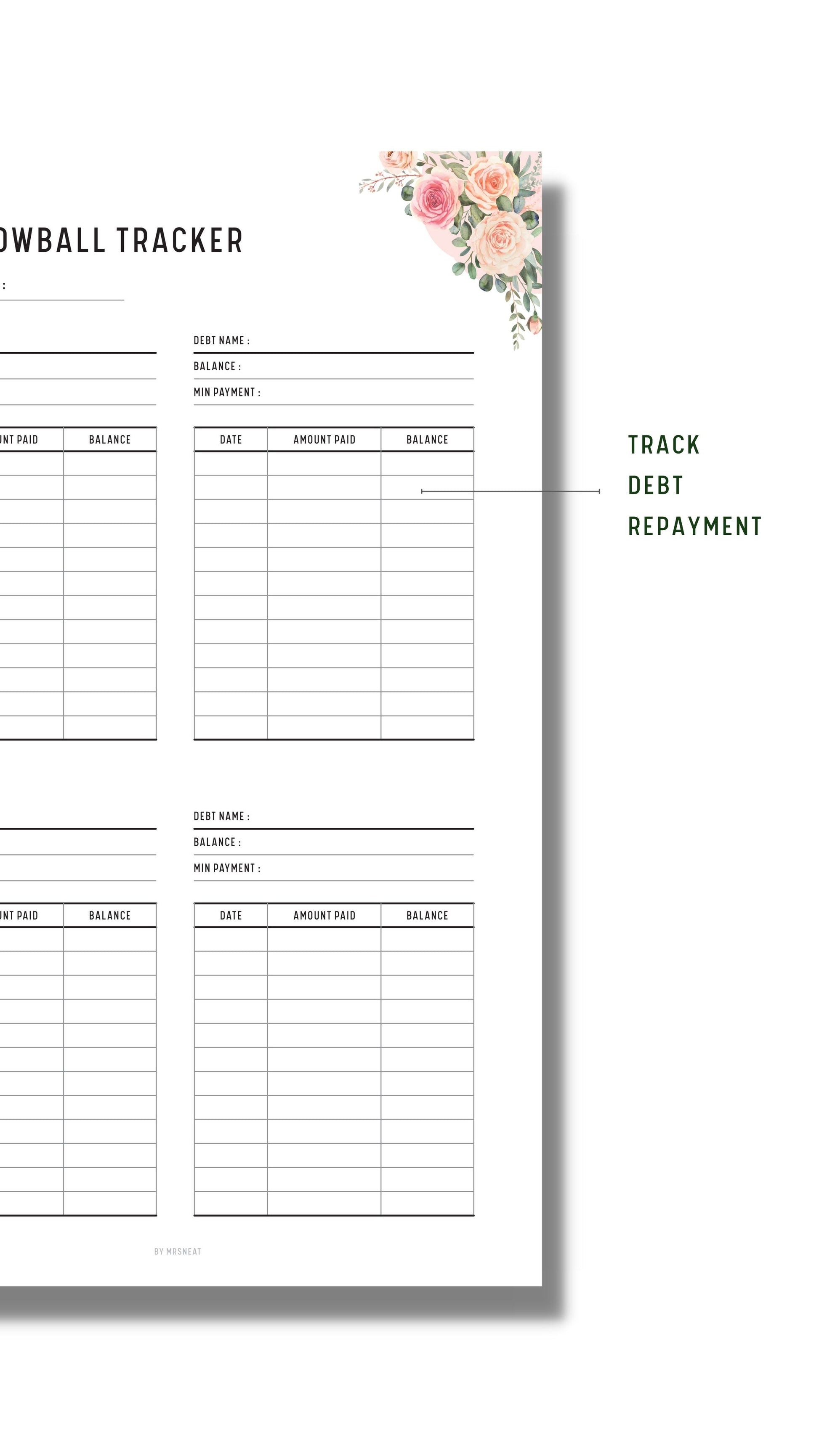 How to use Minimal Floral Debt Snowball Tracker Template