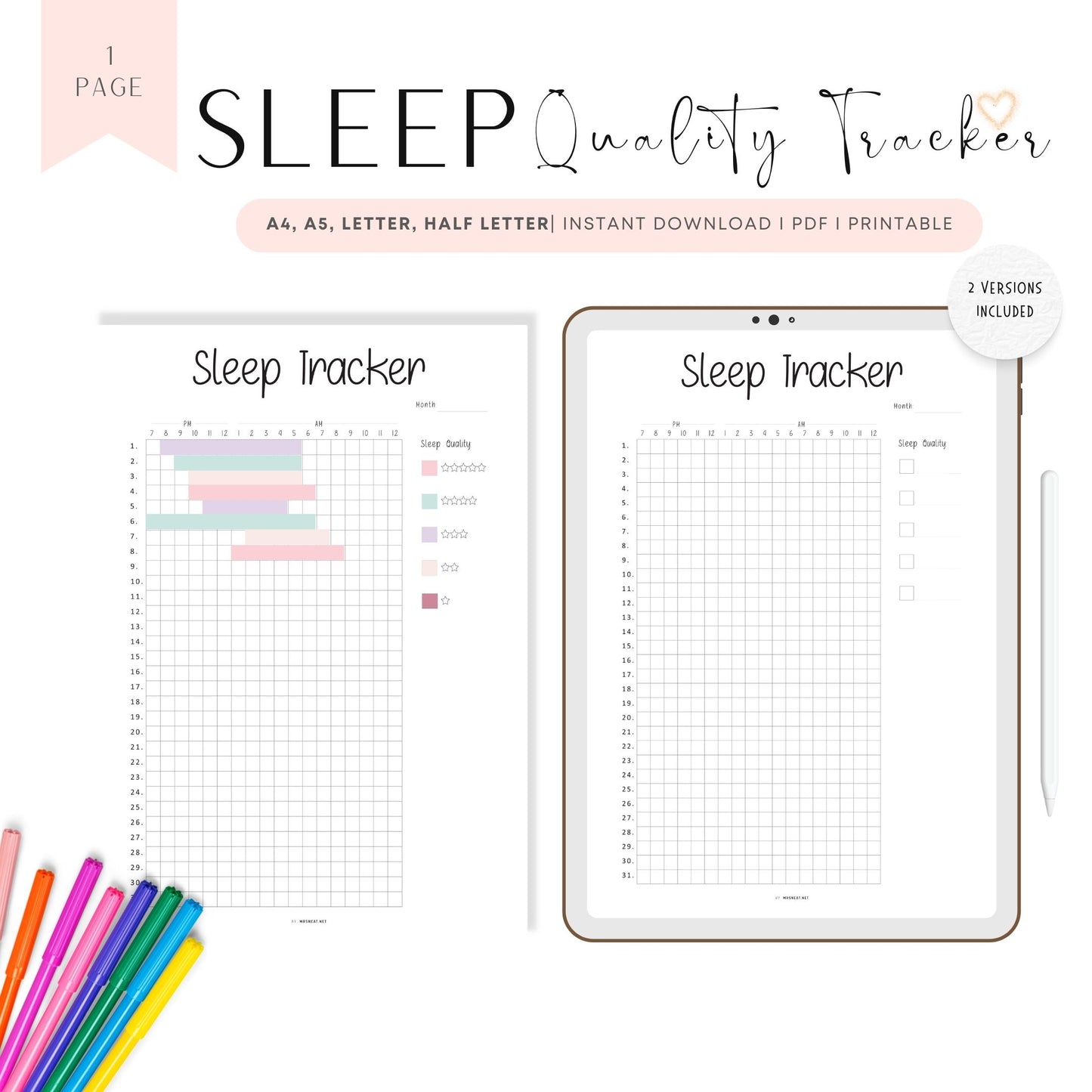 Printable Sleep Quality Journal