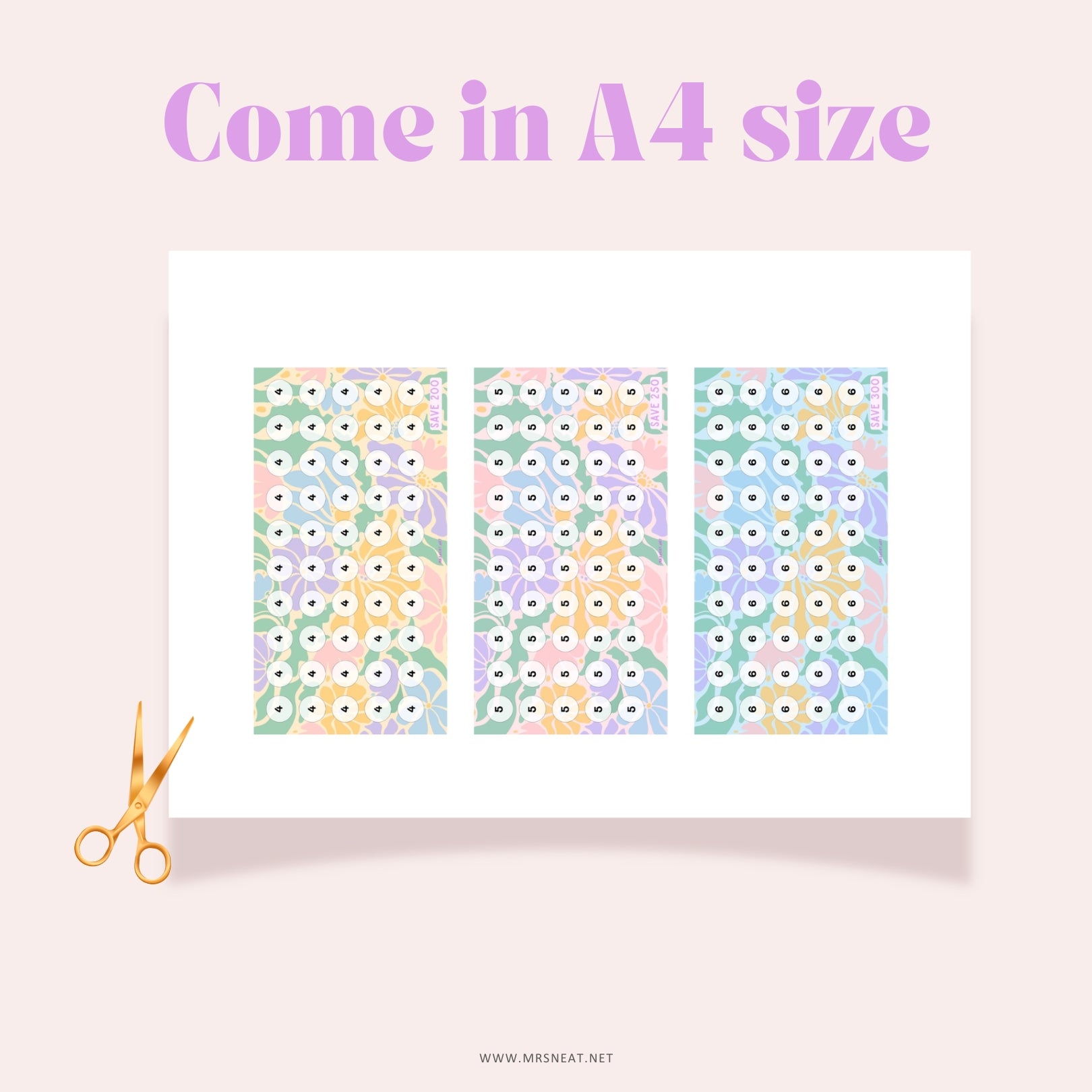 6 Spring Mini Savings Challenge, A6, Cash Stuffing, 6 Challenges, Colorful, Total save 1,050