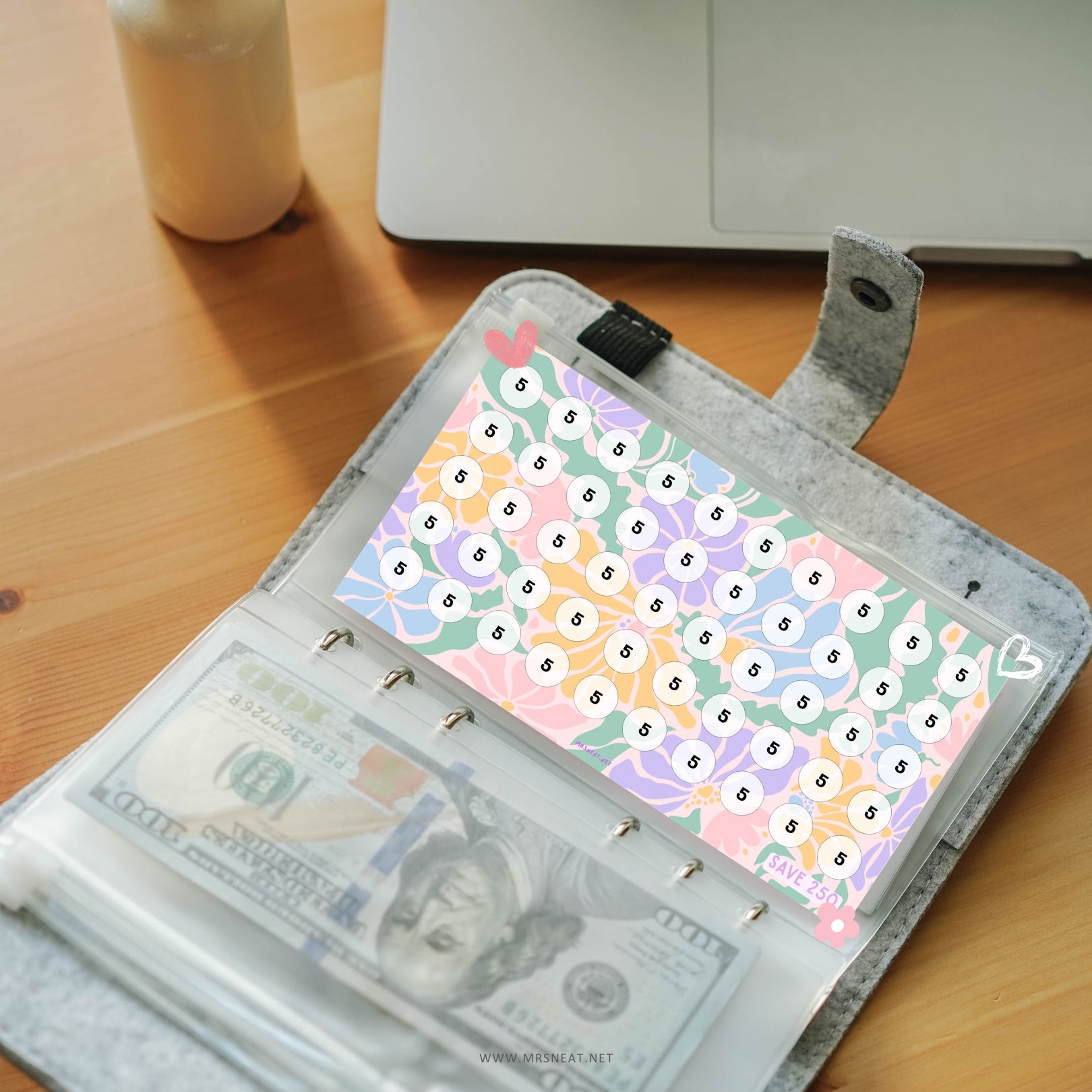 6 Spring Mini Savings Challenge, A6, Cash Stuffing, 6 Challenges, Colorful, Total save 1,050