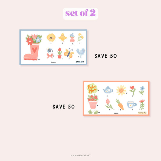 Spring Savings Challenge, Tiny Mini Savings Challenge, Printable, Digital Download, 2 Challenges, A6, Budget Tracker, Savings Tracker, Money Tracker, Money Game, Low Income Savings Challenge, Low Income Budget Tracker, Cash Stuffing
