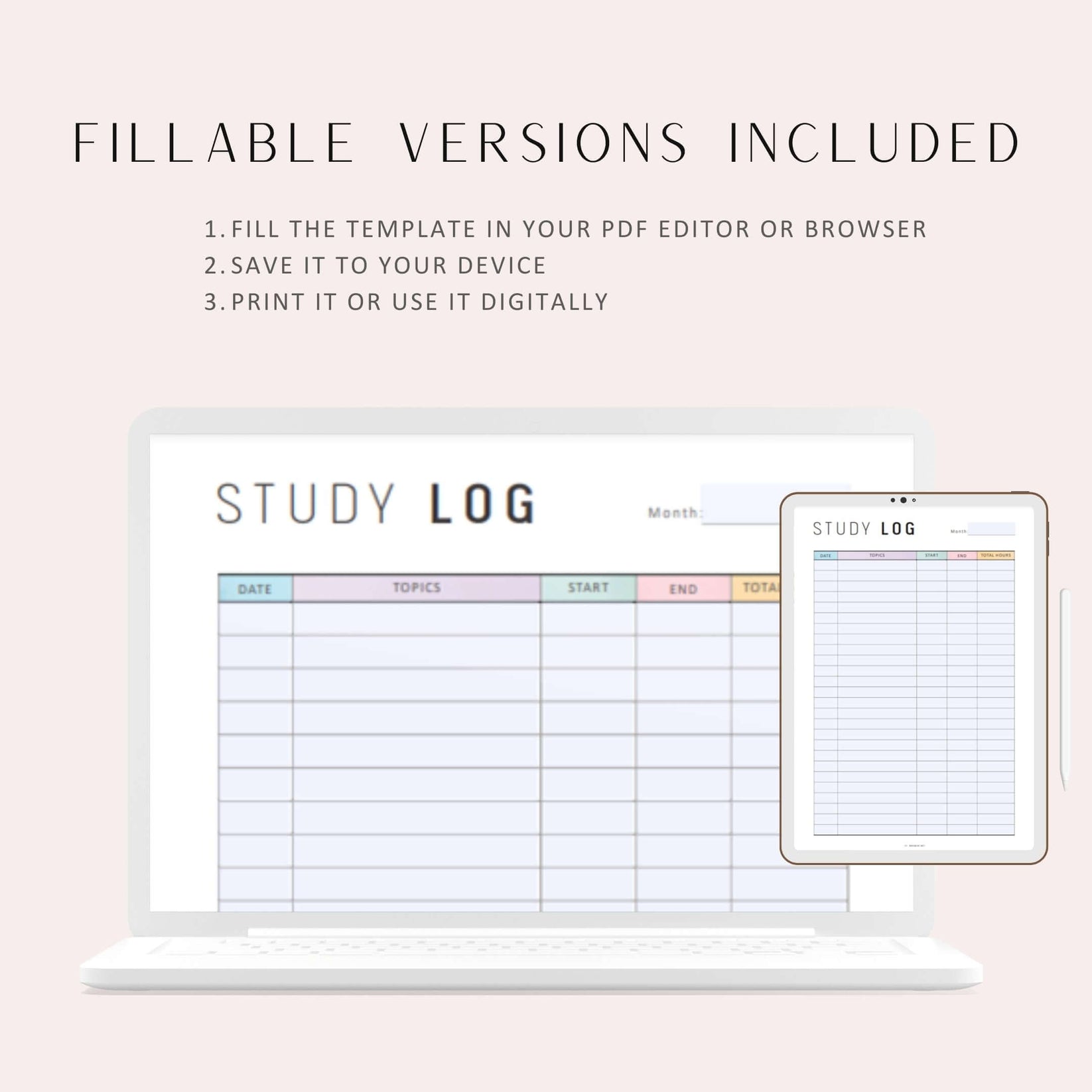 Monthly Study Log Planner Printable – mrsneat