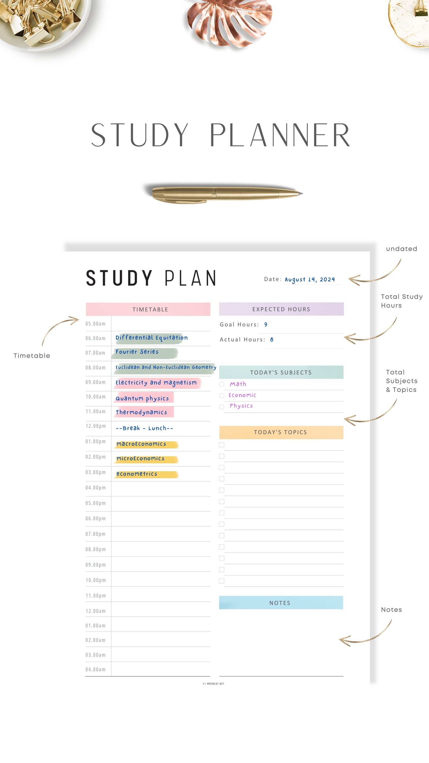 How to use Daily Study Planner Template PDF
