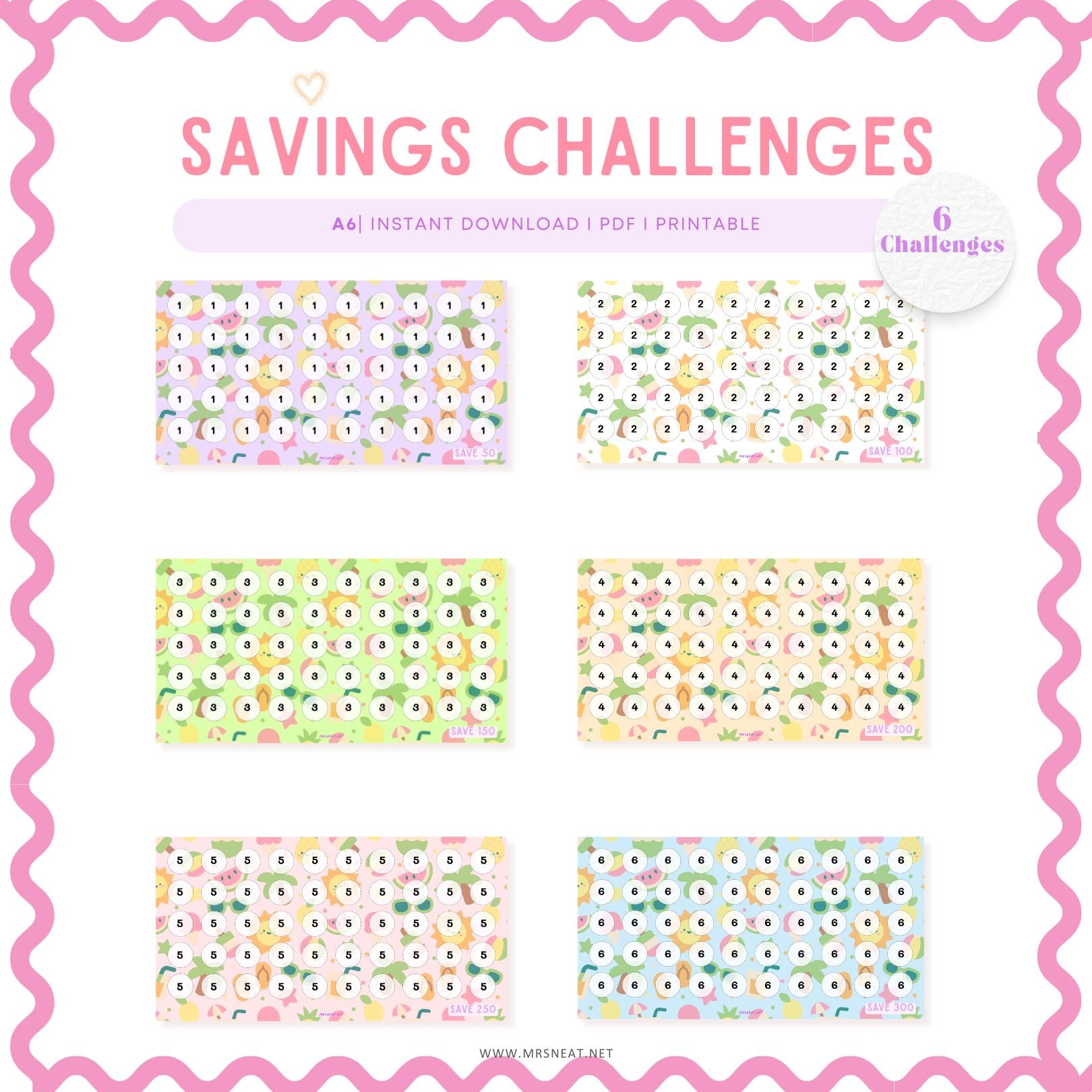 6 Challenges Summer Savings Challenge Fruit Theme for Low Budget Income