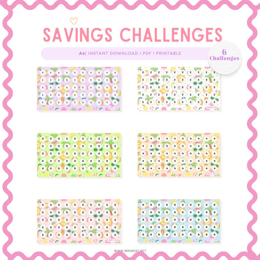 6 Challenges Summer Savings Challenge Fruit Theme for Low Budget Income