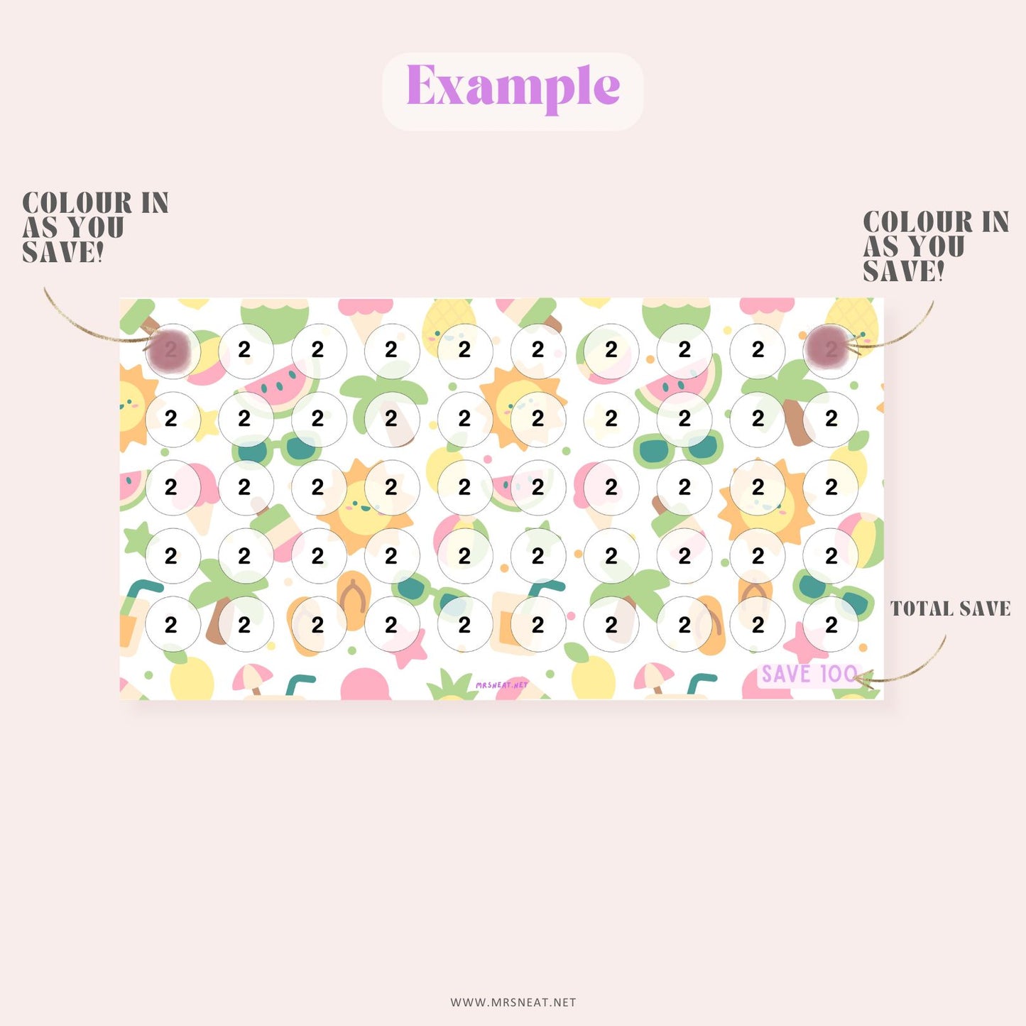 Example of Summer Savings Challenge Fruit Theme for Low Income Saving